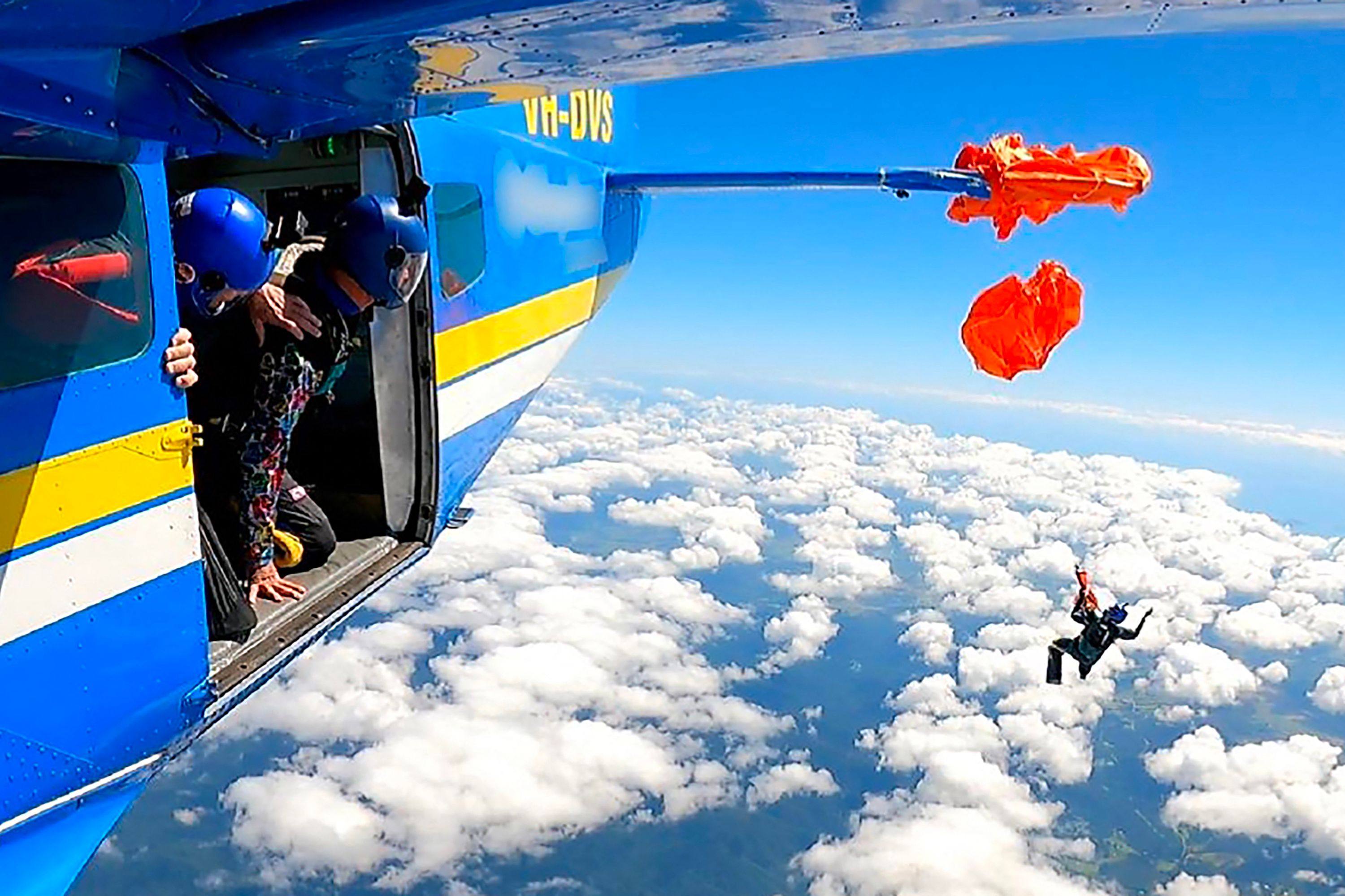A skydiver was left dangling thousands of metres in the air after their parachute caught on the plane’s tail. Photo: Australian Transport Safety Bureau/AFP