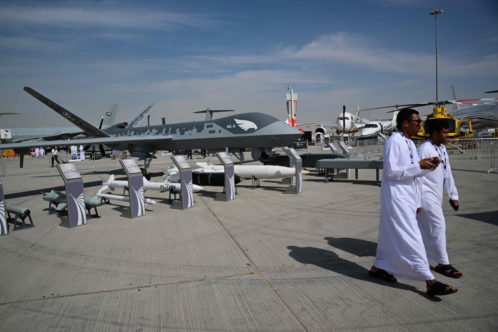 A full-scale model of a Chinese Wing Loong-X drone on display at the Dubai Airshow in November. Photo: AFP A full-scale model of a Chinese Wing Loong-X drone on display at the Dubai Airshow in November. Photo: AFP