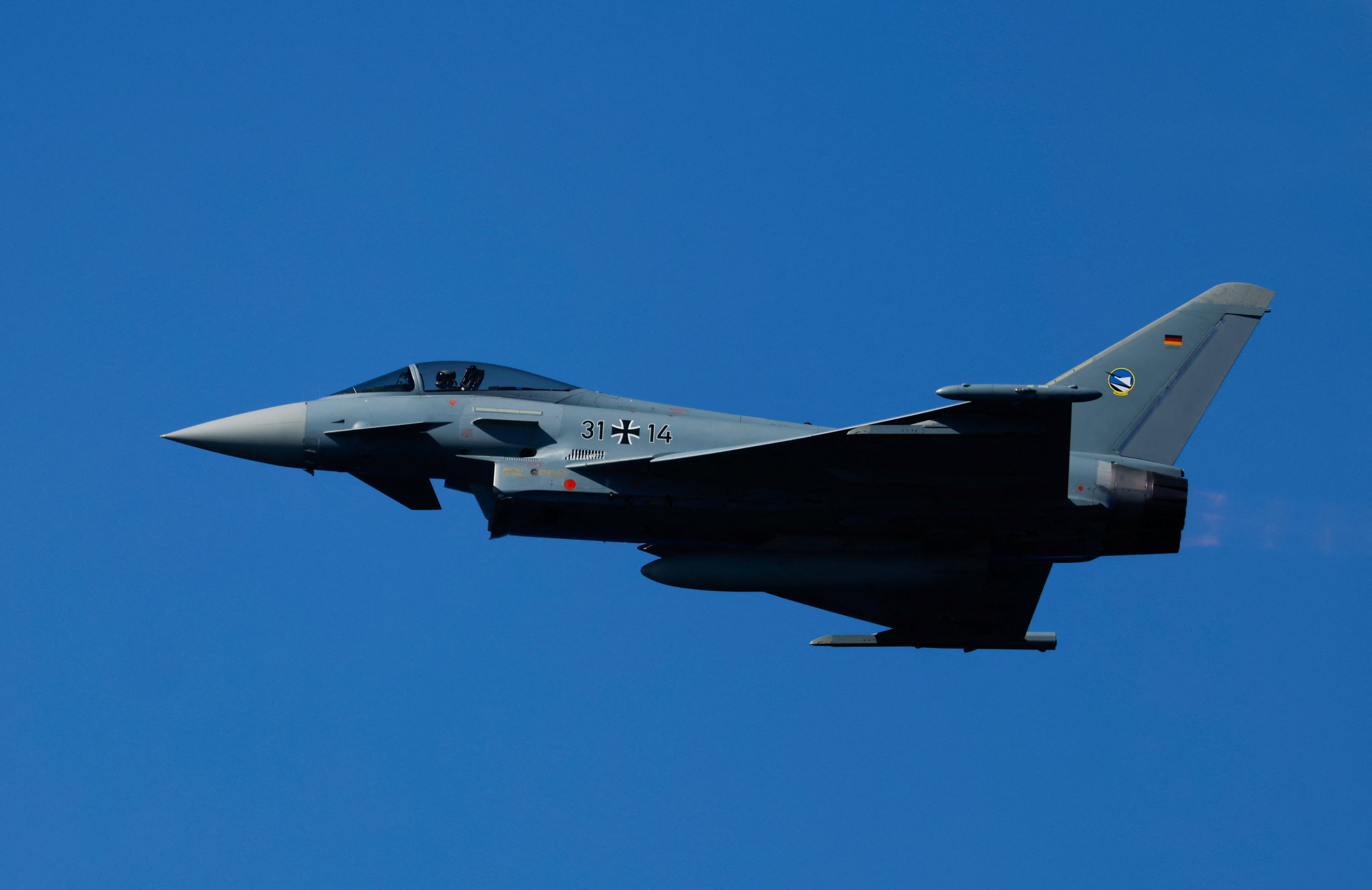 A German Air Force Eurofighter Typhoon fighter jet performs at an airshow in Qawra, Malta, in September. Photo: Reuters