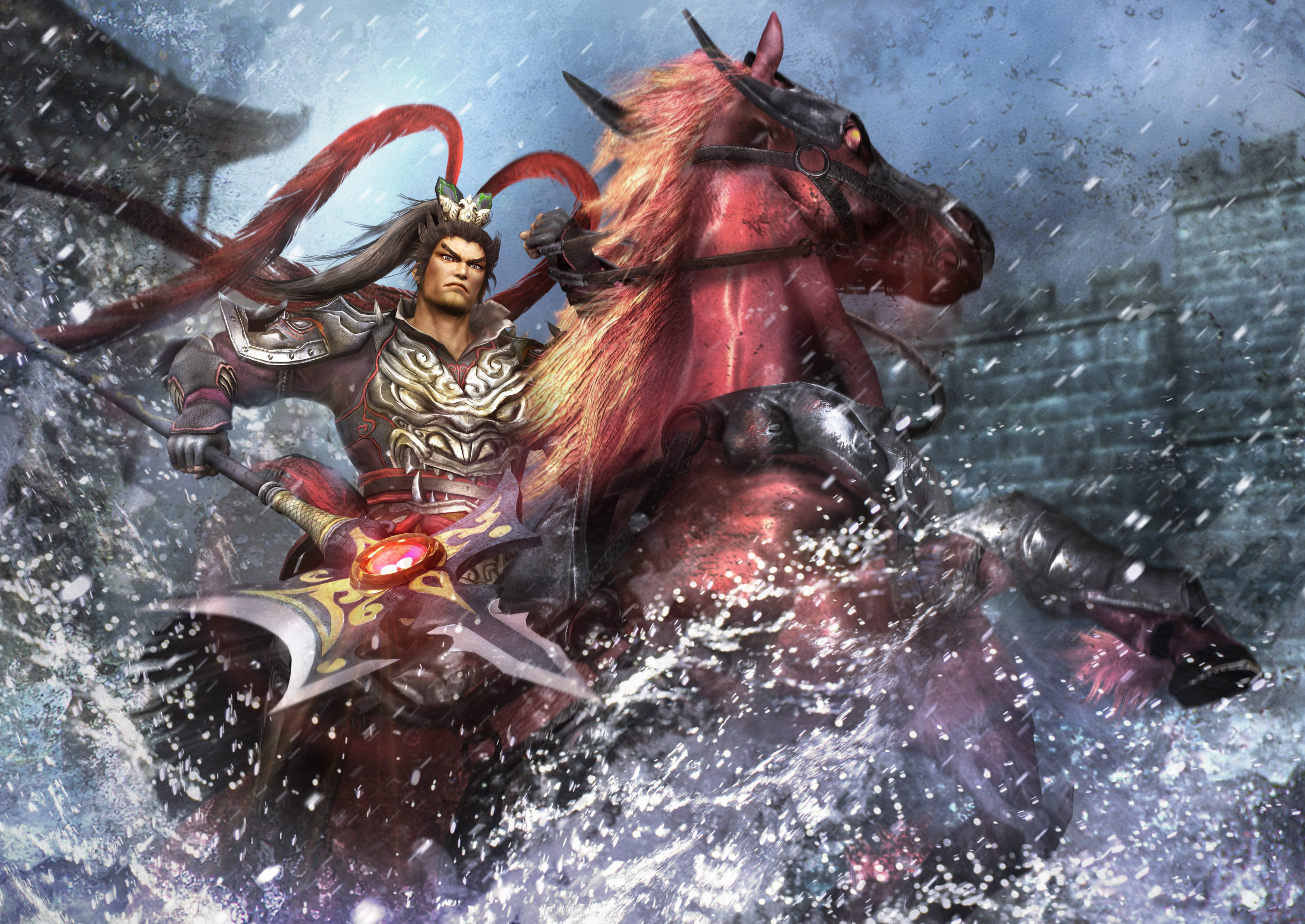 Warlord Lu Bu and his famous horse Red Hare are depicted in the 2013 video game Dynasty Warriors 8: Xtreme Legends.