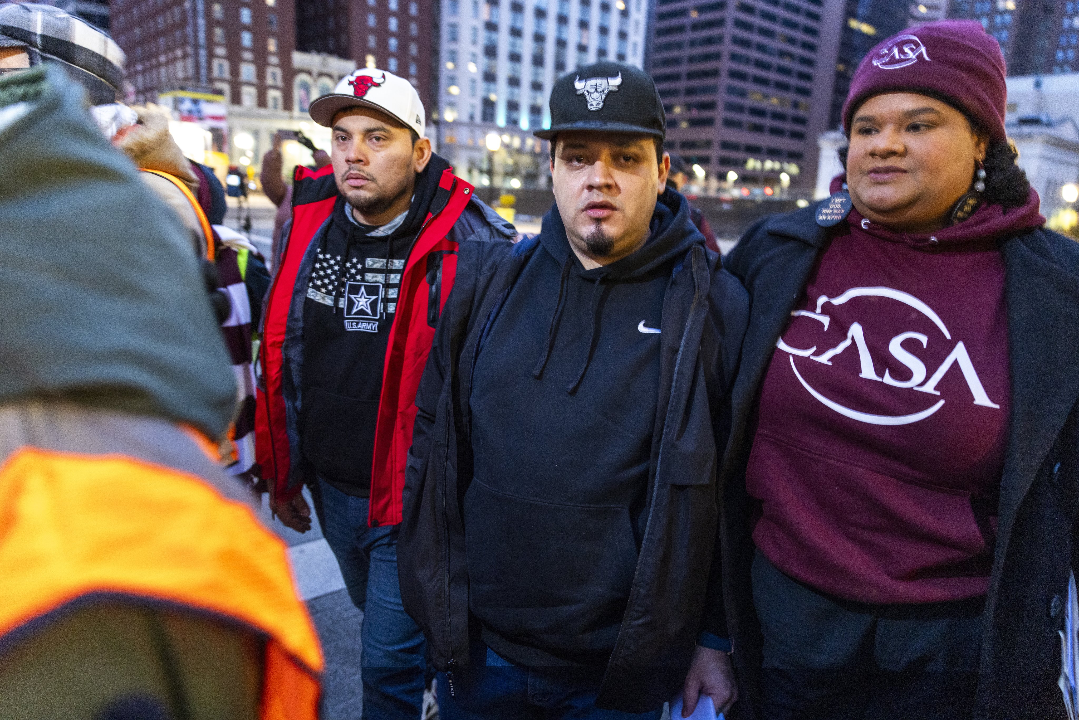 Kilmar Abrego Garcia (centre) arrives for a rally prior to his check in at an ICE field office in Baltimore on Friday. Photo: EPA