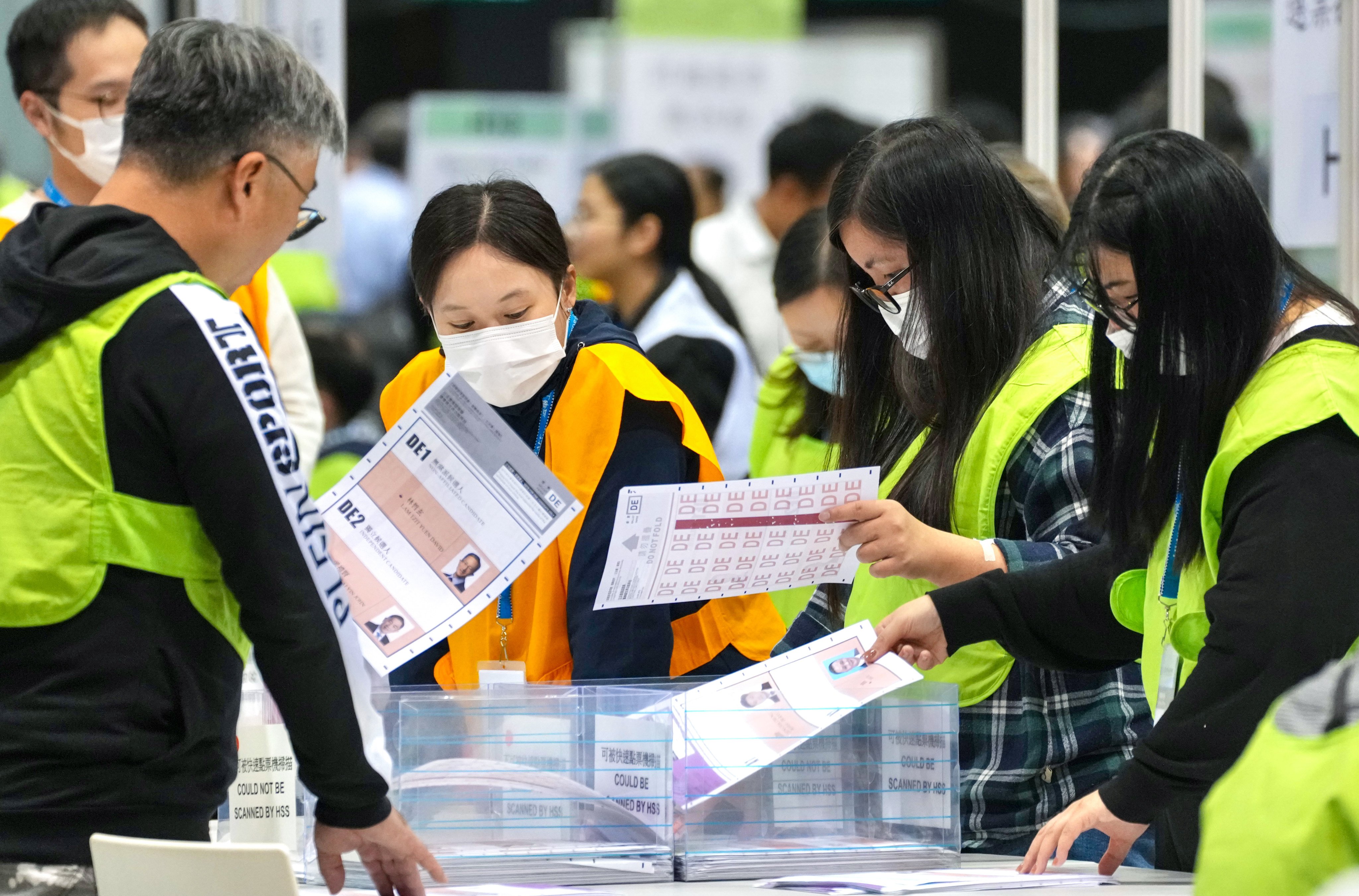 Votes are counted following last Sunday’s Legislative Council election. Photo: Karma Lo