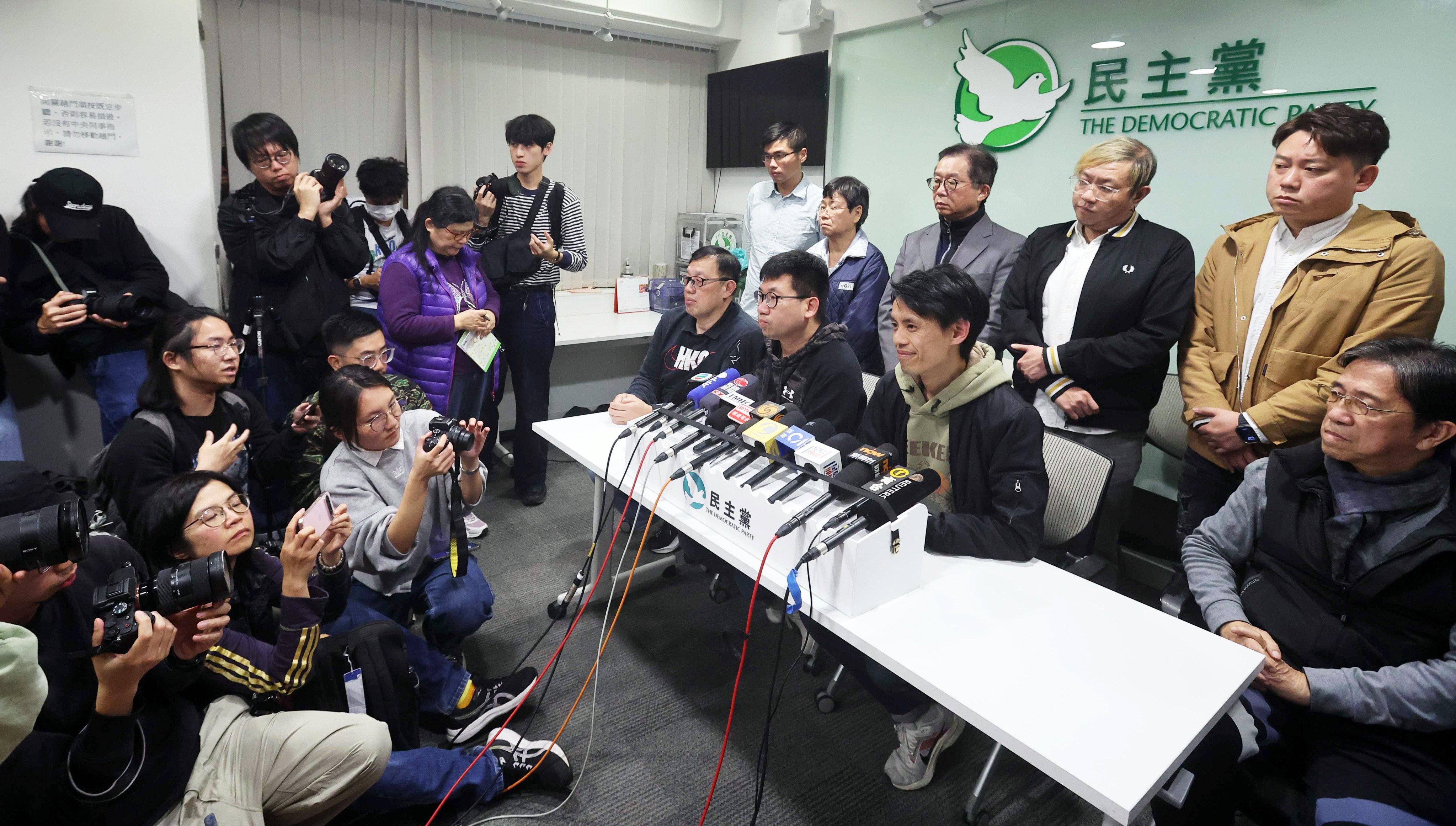Democratic Party members meet the press earlier this year. Photo Edmond So
