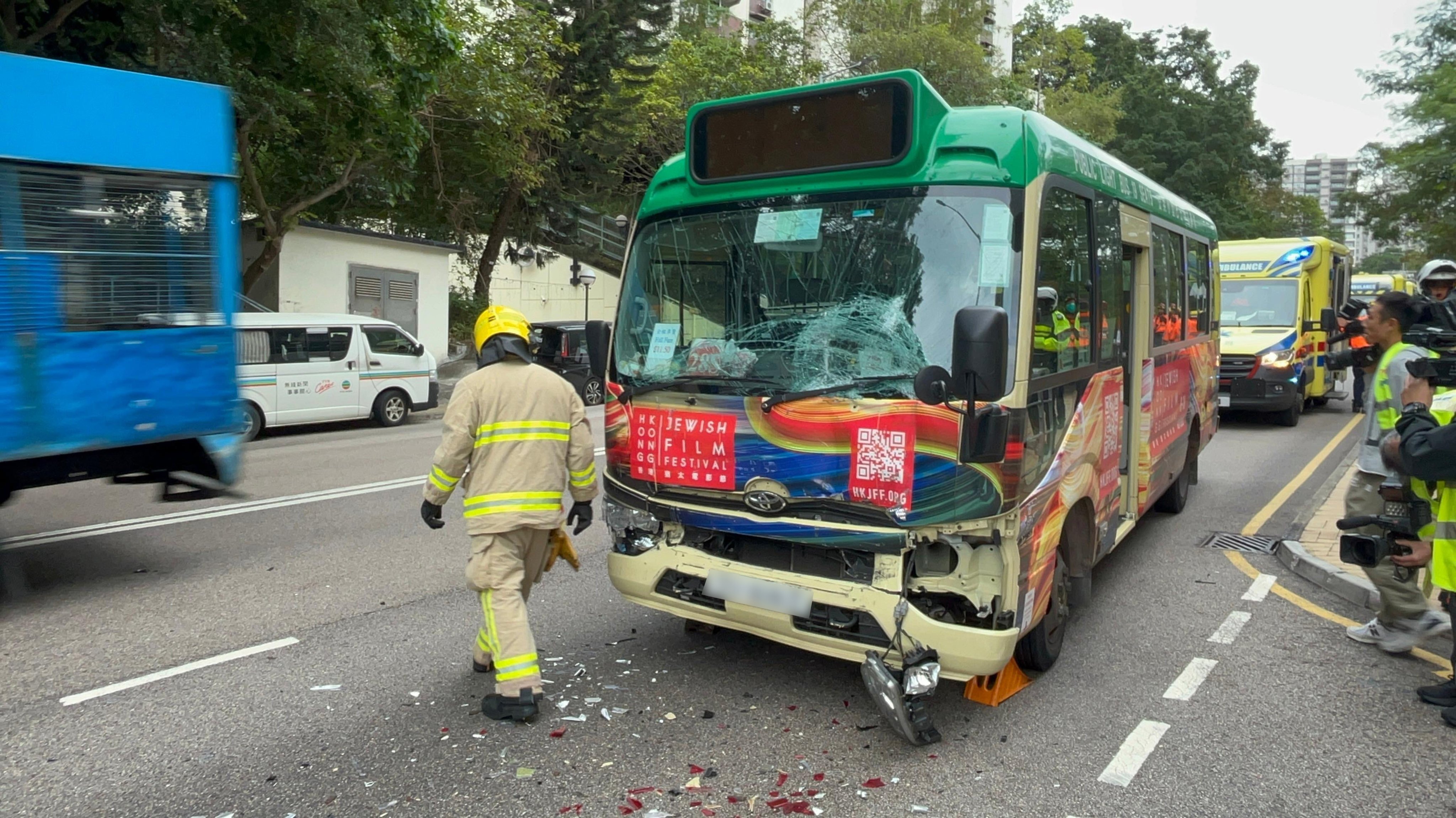 One of the two minibuses involved in Sunday’s accident. Photo: Handout