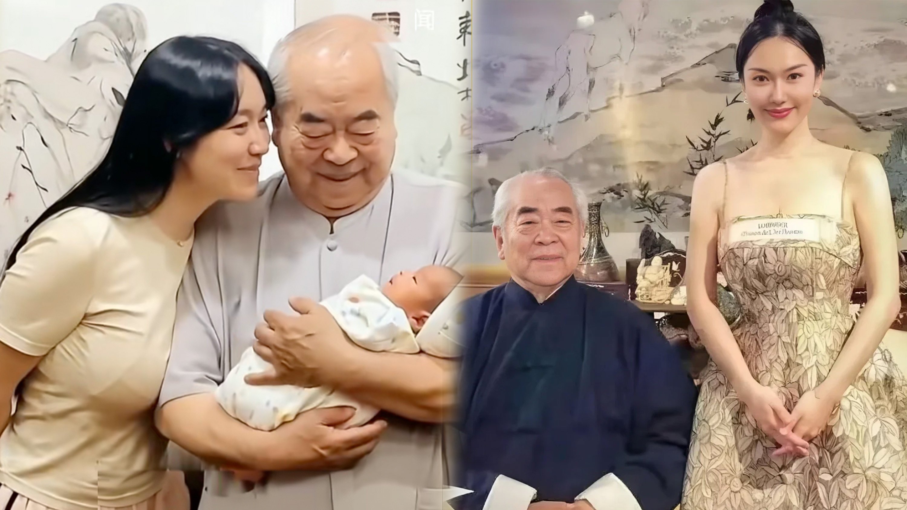Renowned Chinese painter Fan Zeng, 87, recently announced the birth of his only son with his wife who is 50 years younger. Photo: SCMP composite/RedNote/Sohu