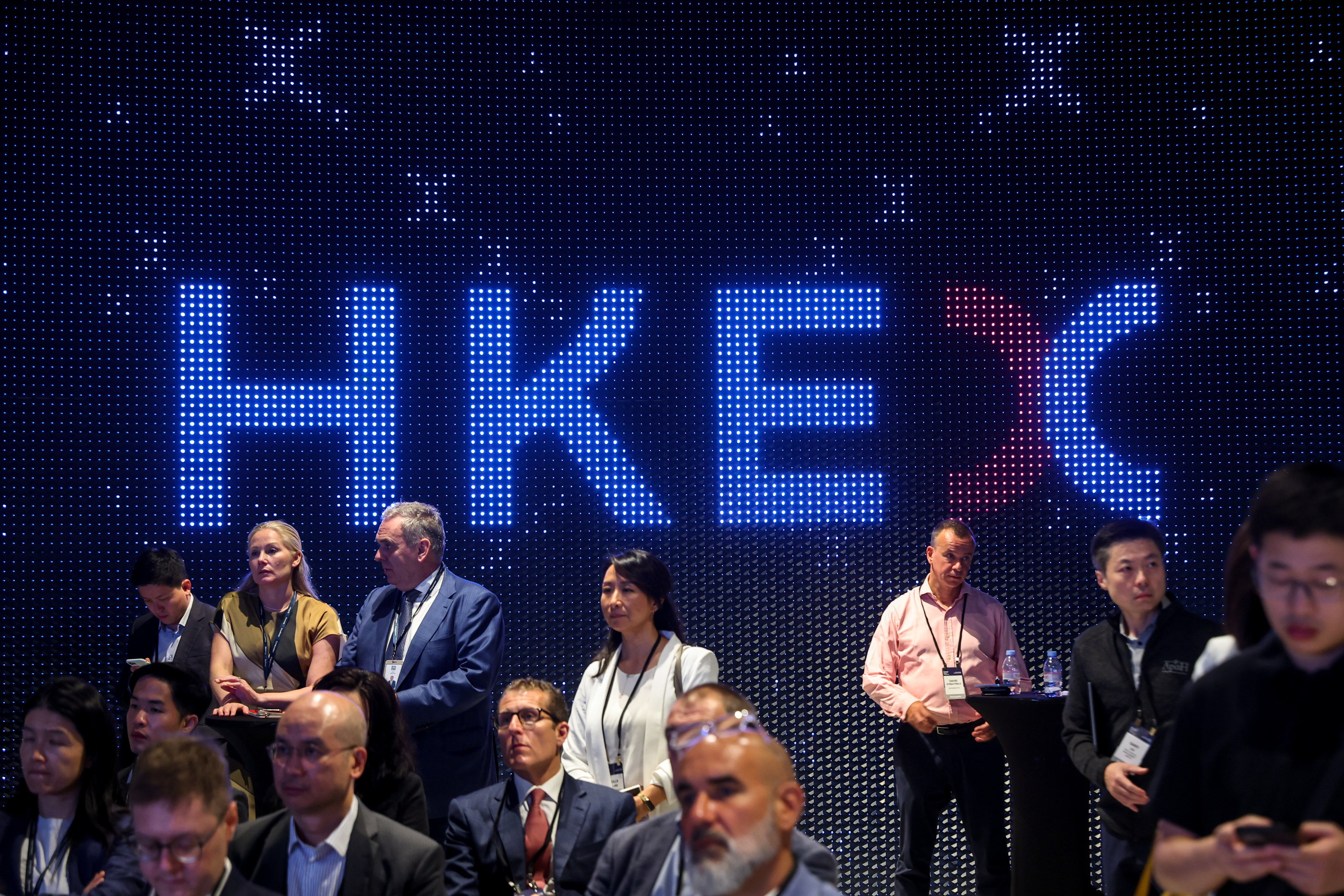 The HKEX logo is displayed at the Hong Kong stock exchange in Central, June 5, 2024. Photo: Edmond So