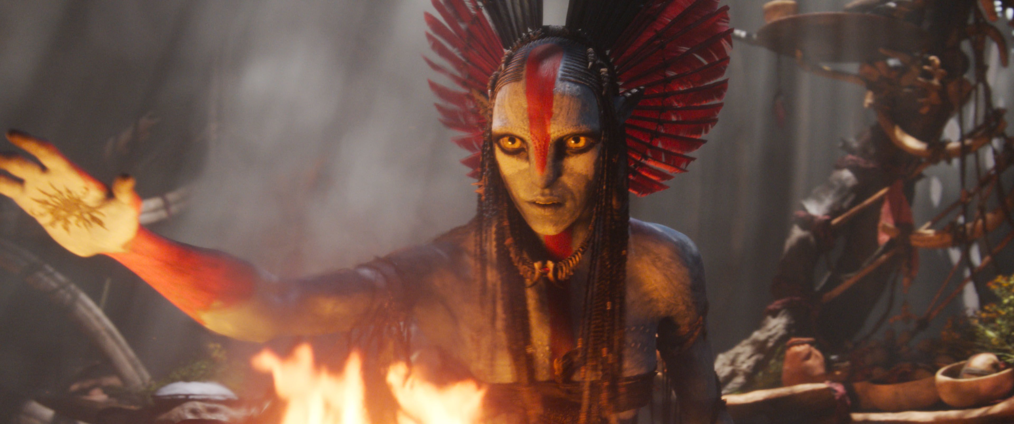 Varang (played by Oona Chaplin) in a still from Avatar: Fire and Ash (category TBC), directed by James Cameron and starring Sam Worthington and Zoe Saldaña. Photo: 20th Century Studios
