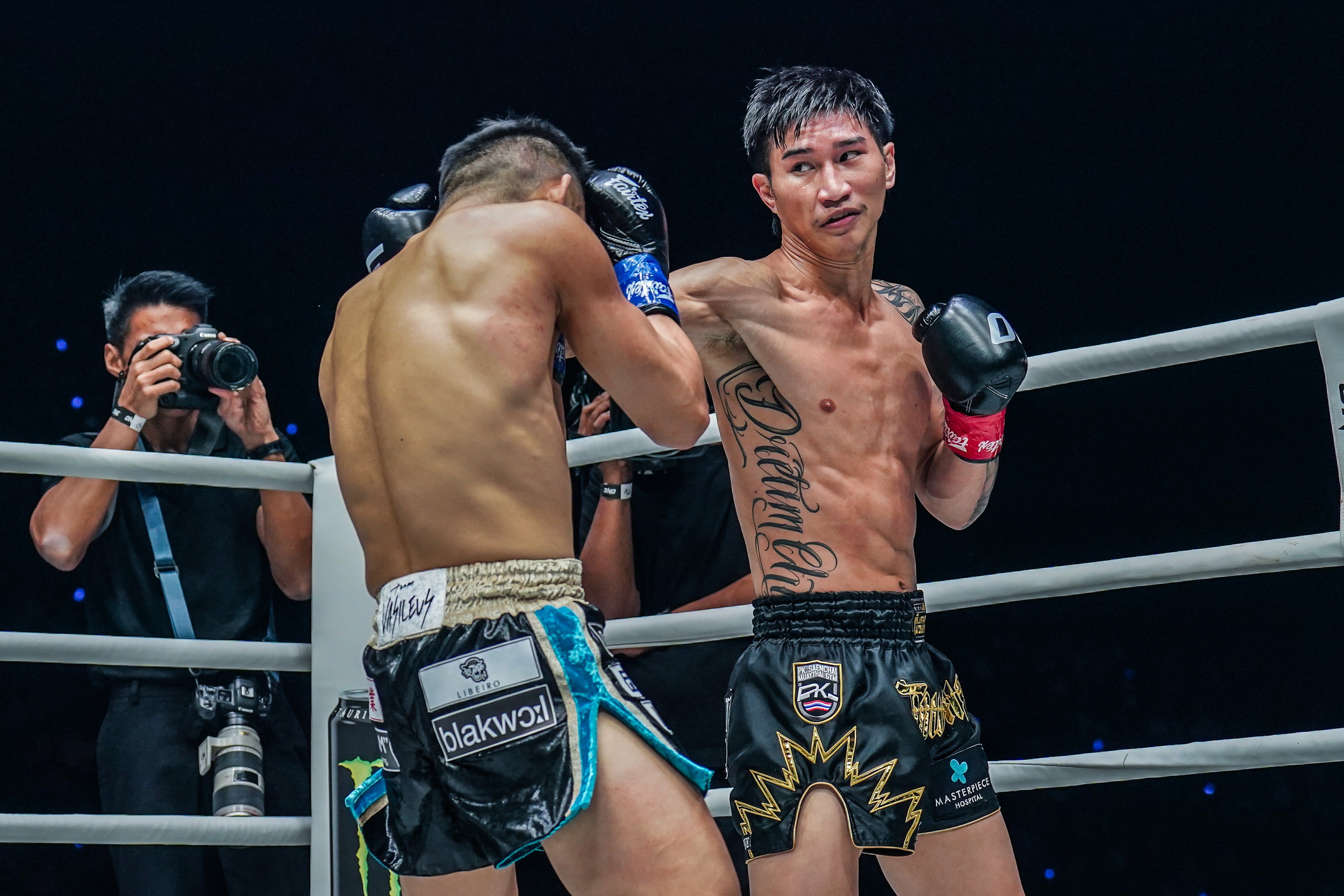 Tawanchai PK Saenchai (right) believes his pursuit of kickboxing gold is back on track. Photo: Handout