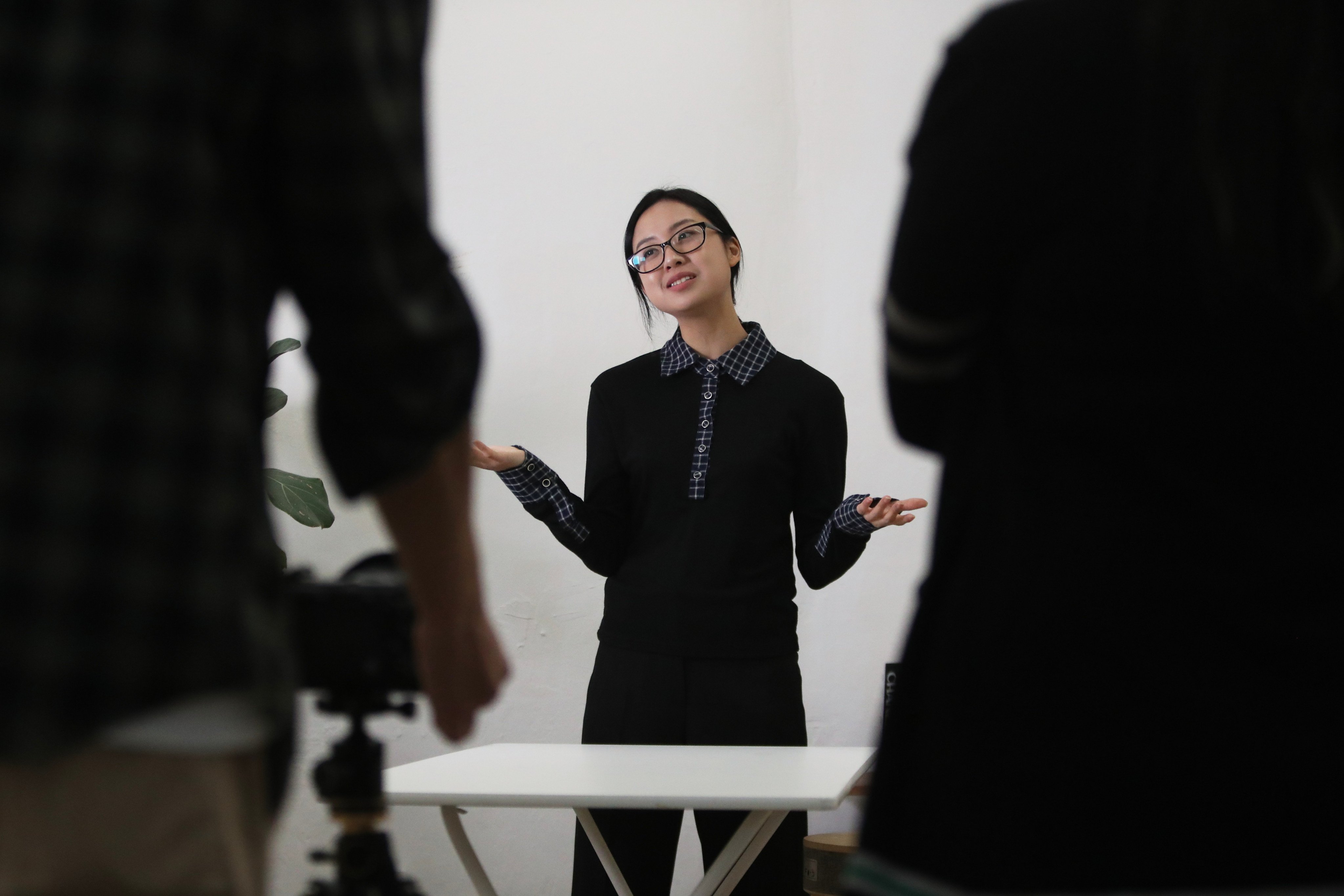 Misun Youm, actor, performs a scene for an English-language demo reel she plans to submit to Hollywood casting directors in Seoul, Sunday, Nov. 9, 2025. (AP Photo/Juwon Park)