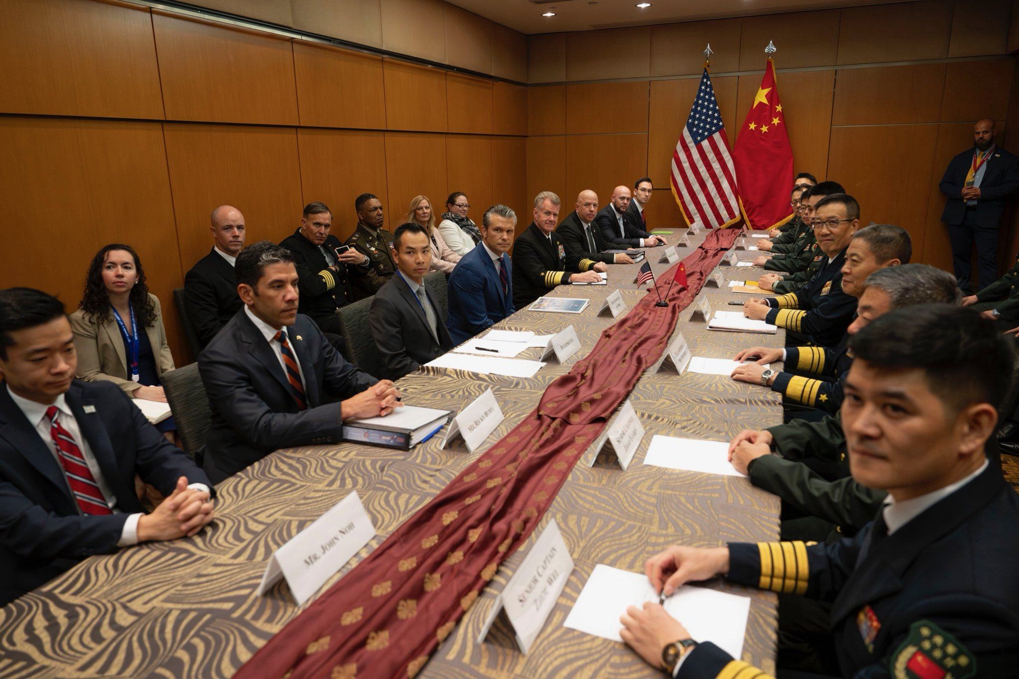 US Defence Secretary Pete Hegseth met Chinese Minister of National Defence , Admiral Dong Jun, on the sidelines of the Asean Defence Ministers Meeting Plus in Malaysia on October 31. Photo: X/Secretary of War Pete Hegseth