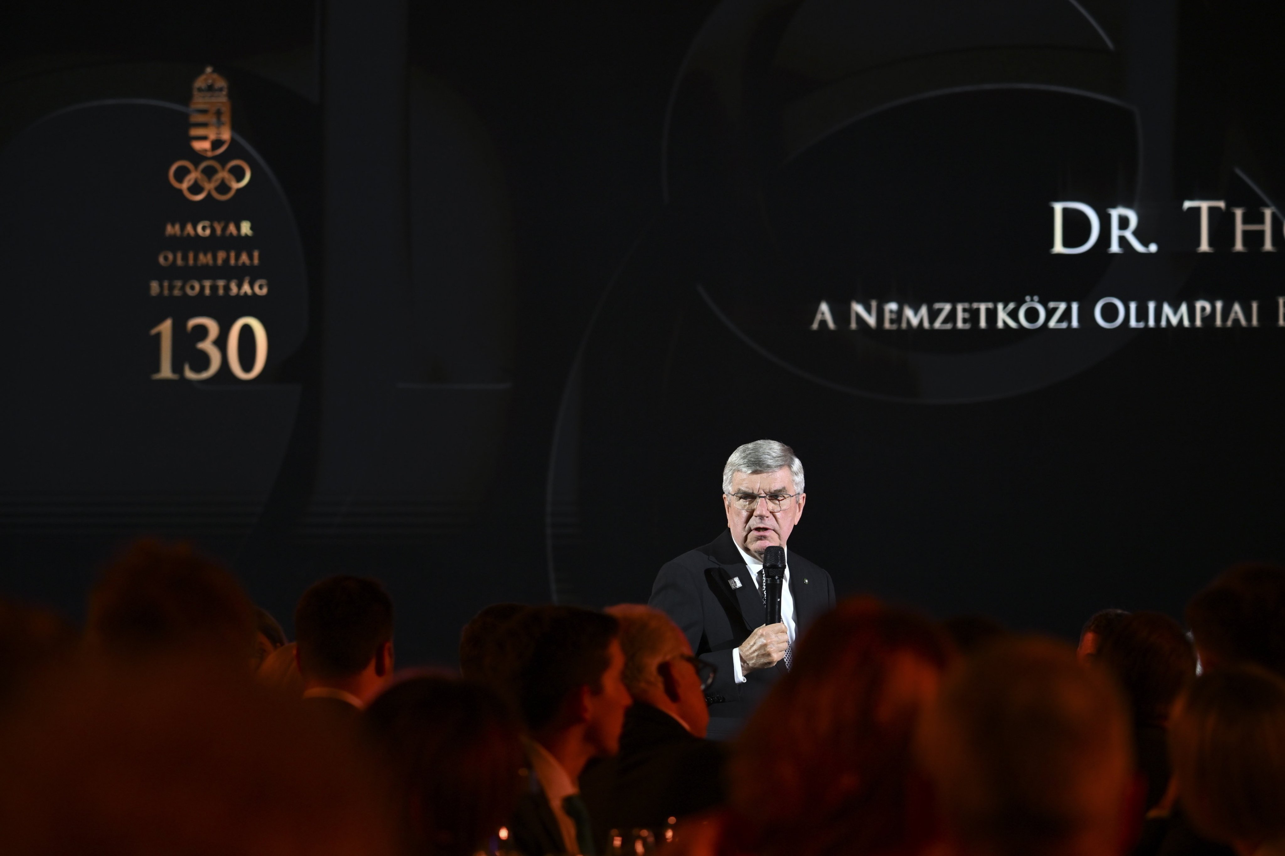 Former IOC president Thomas Bach delivers a speech during a gala evening marking the 130th anniversary of the founding of the Hungarian Olympic Committee at the Museum of Fine Arts in Budapest on Monday. Photo: EPA