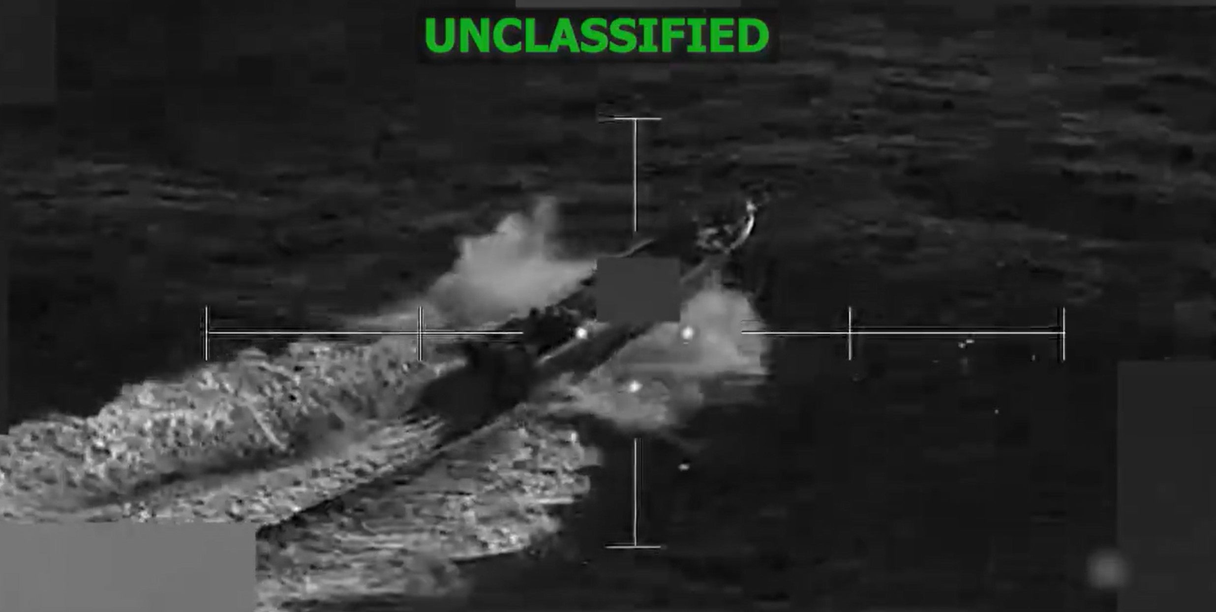 The US Southern Command released video of a boat moving through water before there was an explosion. Photo: US Southern Command via X