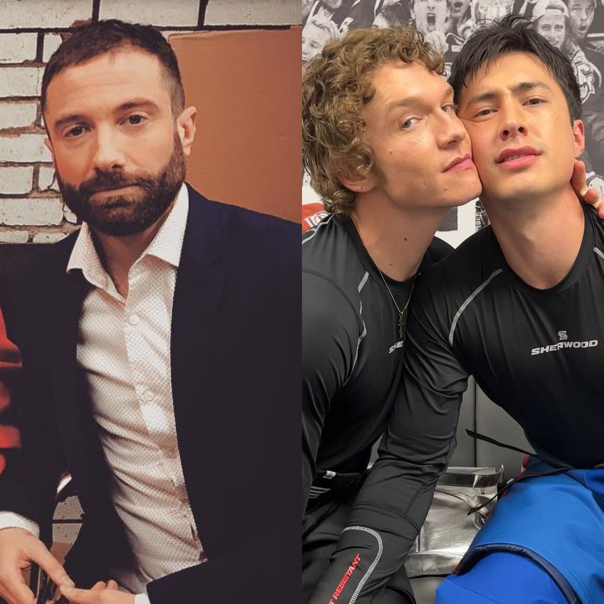 Jacob Tierney, writer and director of Heated Rivalry; Connor Storrie and Hudson Williams, stars of the show. 
Photos: @jacob.tierney, @hudsonwilliams/Instagram