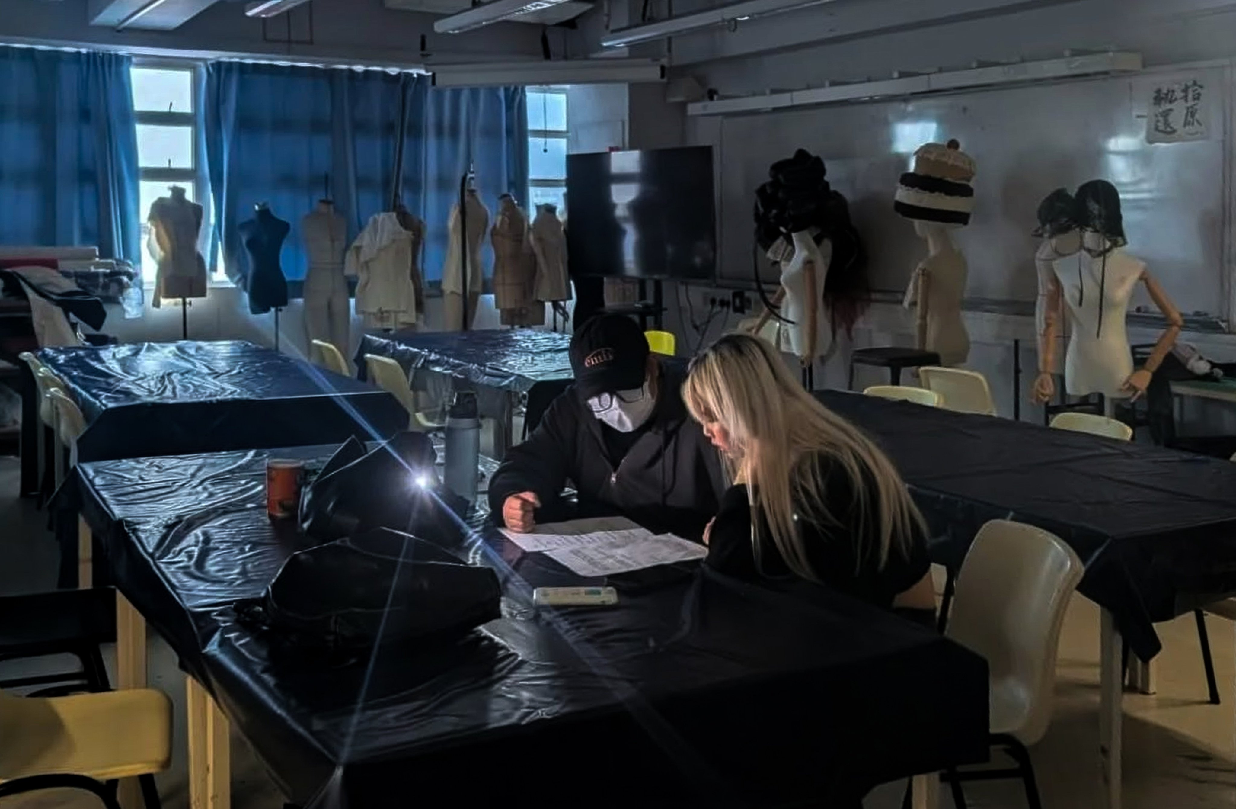 Footage from the Hong Kong Institute of Contemporary Culture Lee Shau Kee School of Creativity shows students continuing to learn in the dark. Photo: Handout