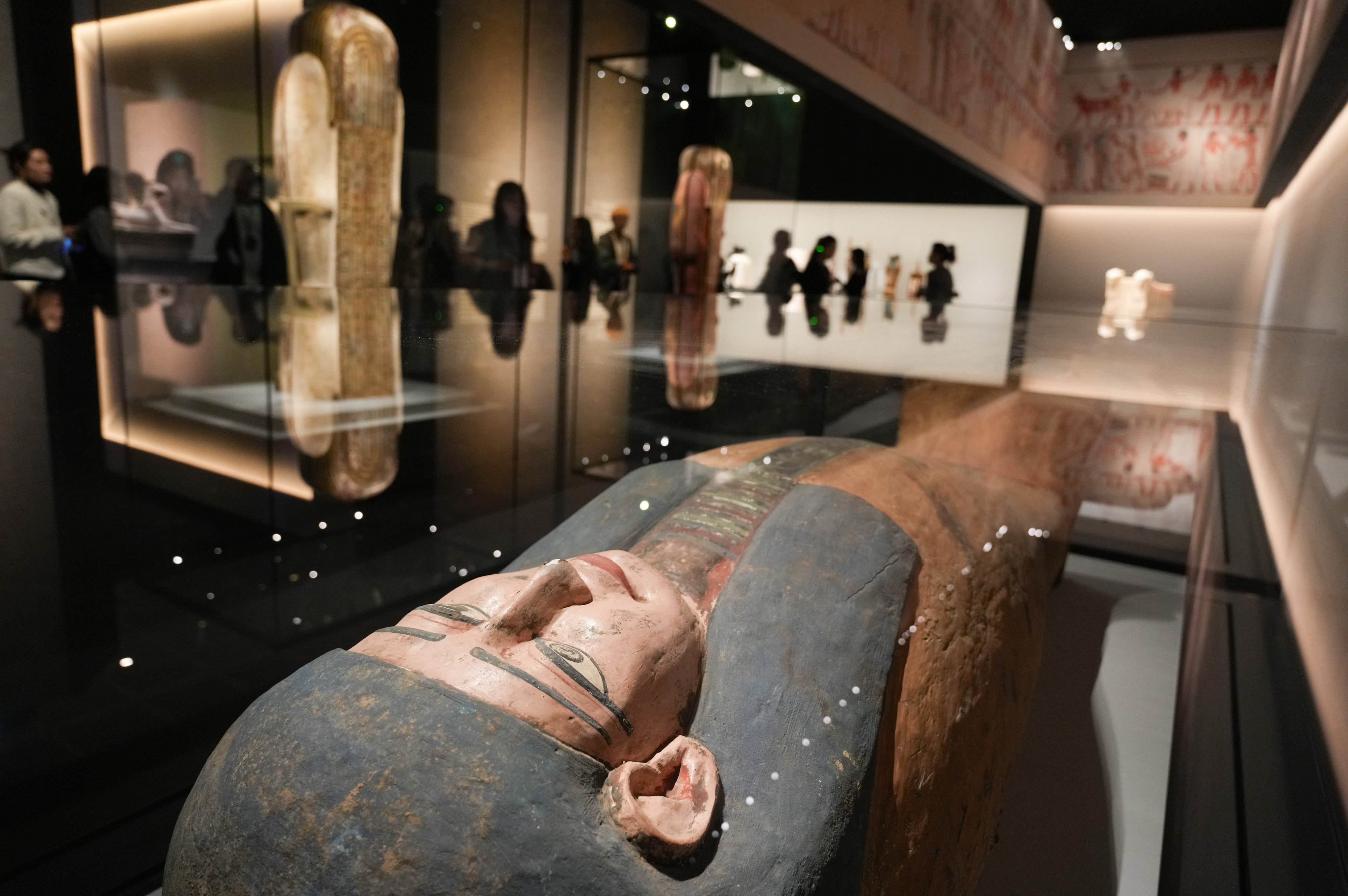 A coffin displayed as part of the “Ancient Egypt Unveiled: Treasures from Egyptian Museums” at the Hong Kong Palace Museum. Photo: Sam Tsang