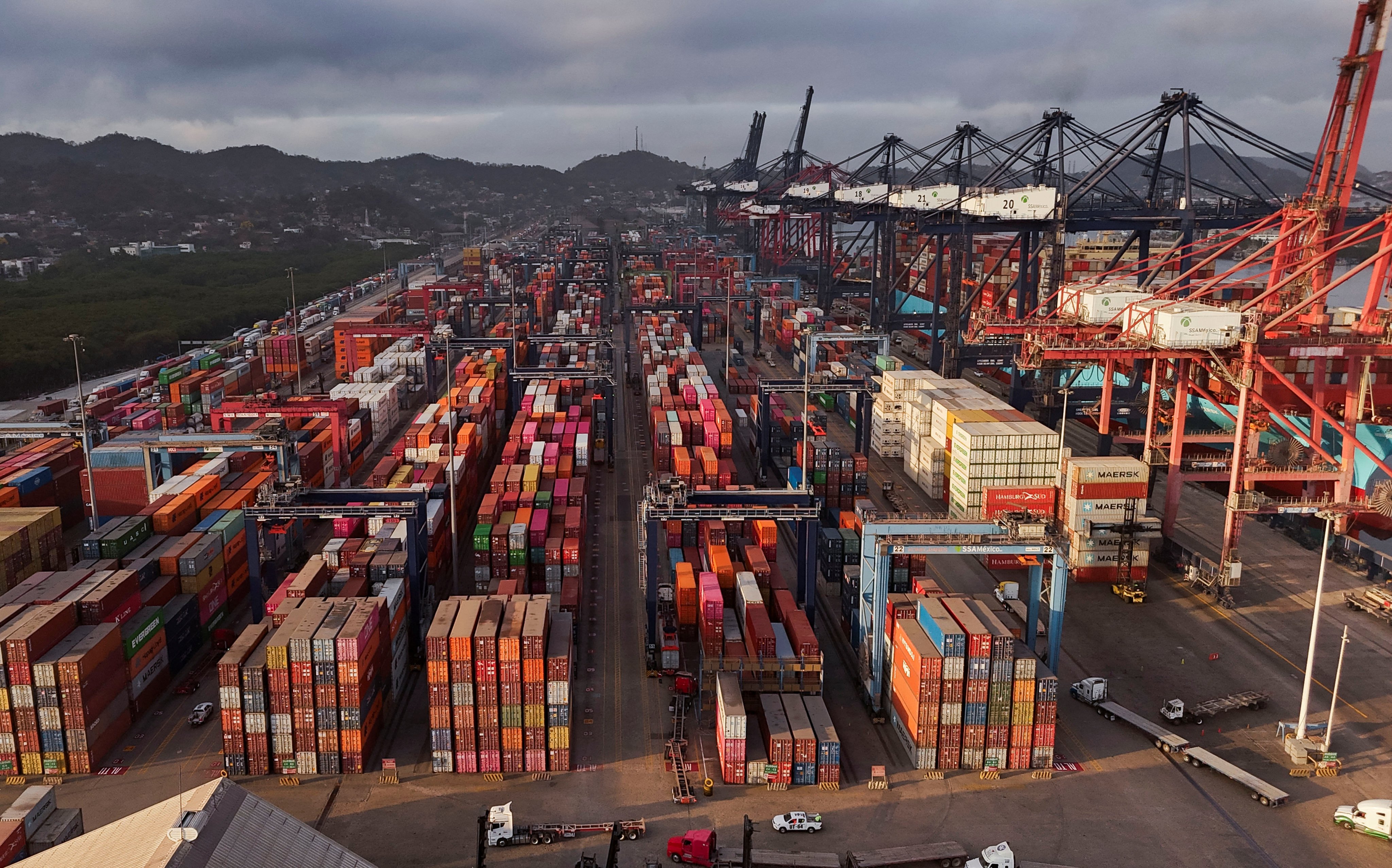 A drone view shows the Manzanillo seaport in Mexico in April. Photo: Reuters