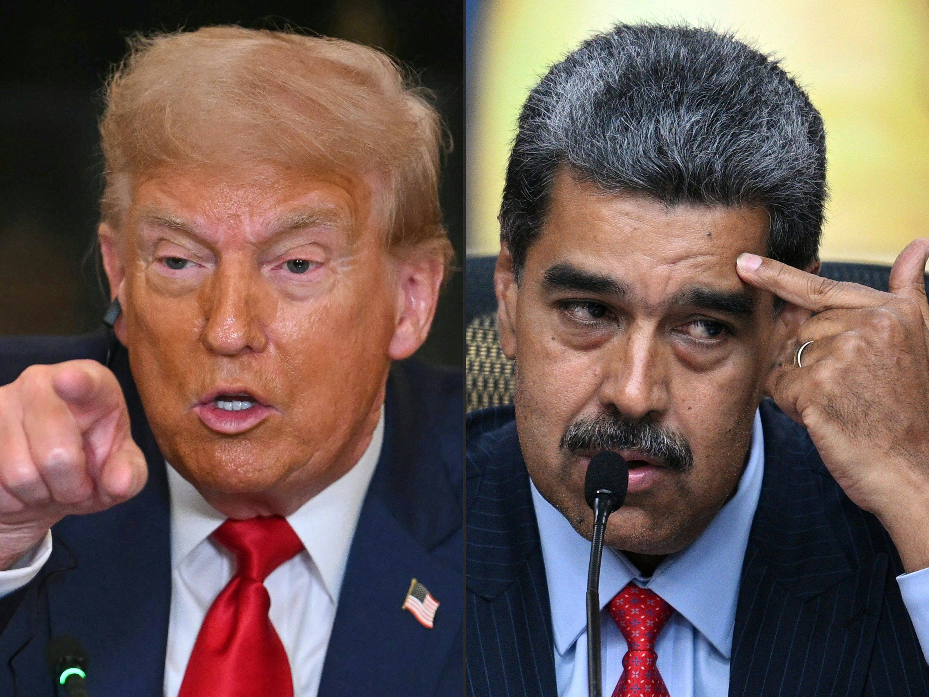 US President Donald Trump (left) and Venezuelan President Nicolas Maduro. Trump told NBC News he’s keeping the possibility of war with Venezuela on the table. Photo: AFP