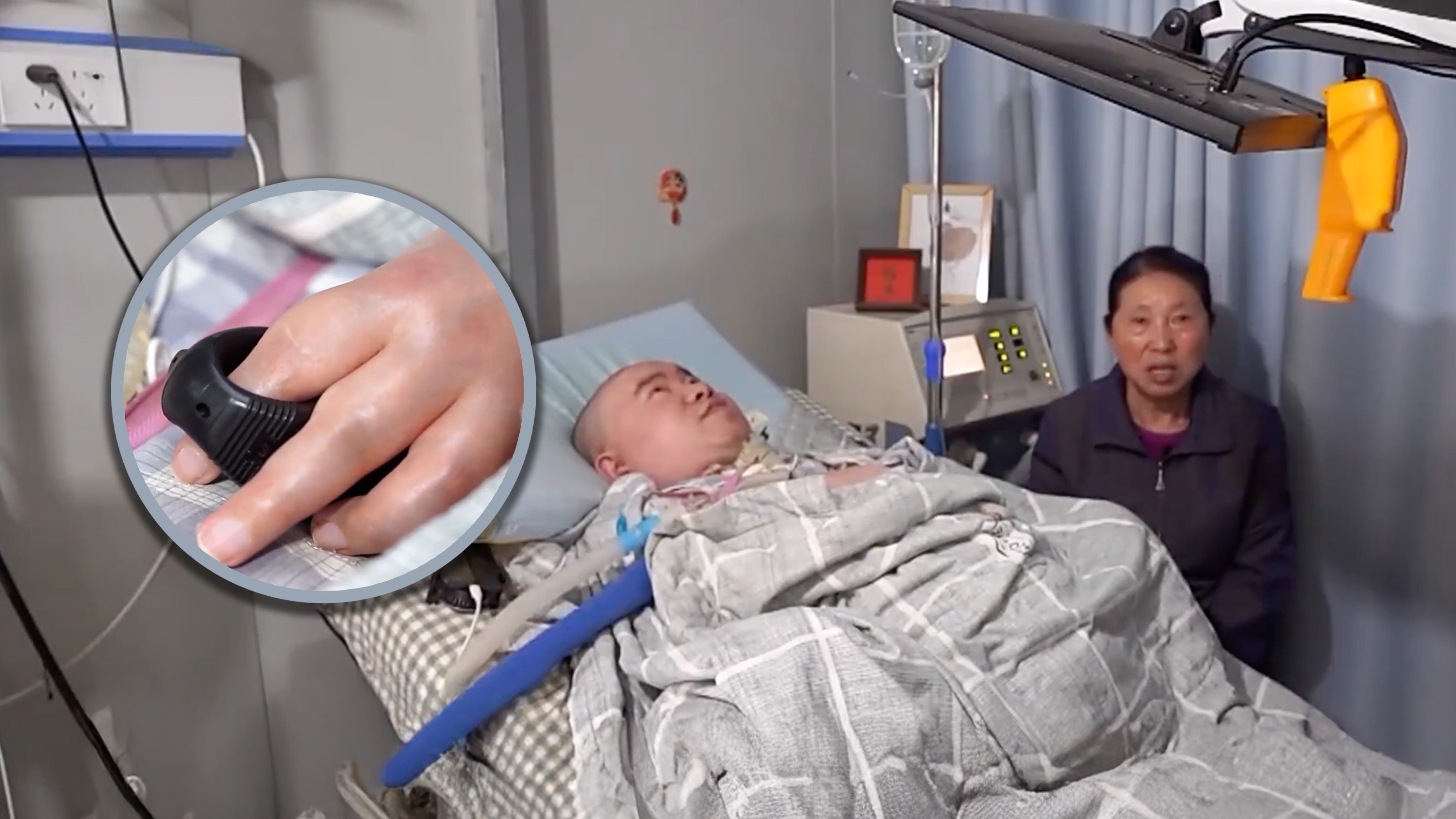 A paralysed young man in China who can only move a finger and a toe, dropped out of primary school but taught himself electronic circuits by reading books. Photo: SCMP composite/CCTV