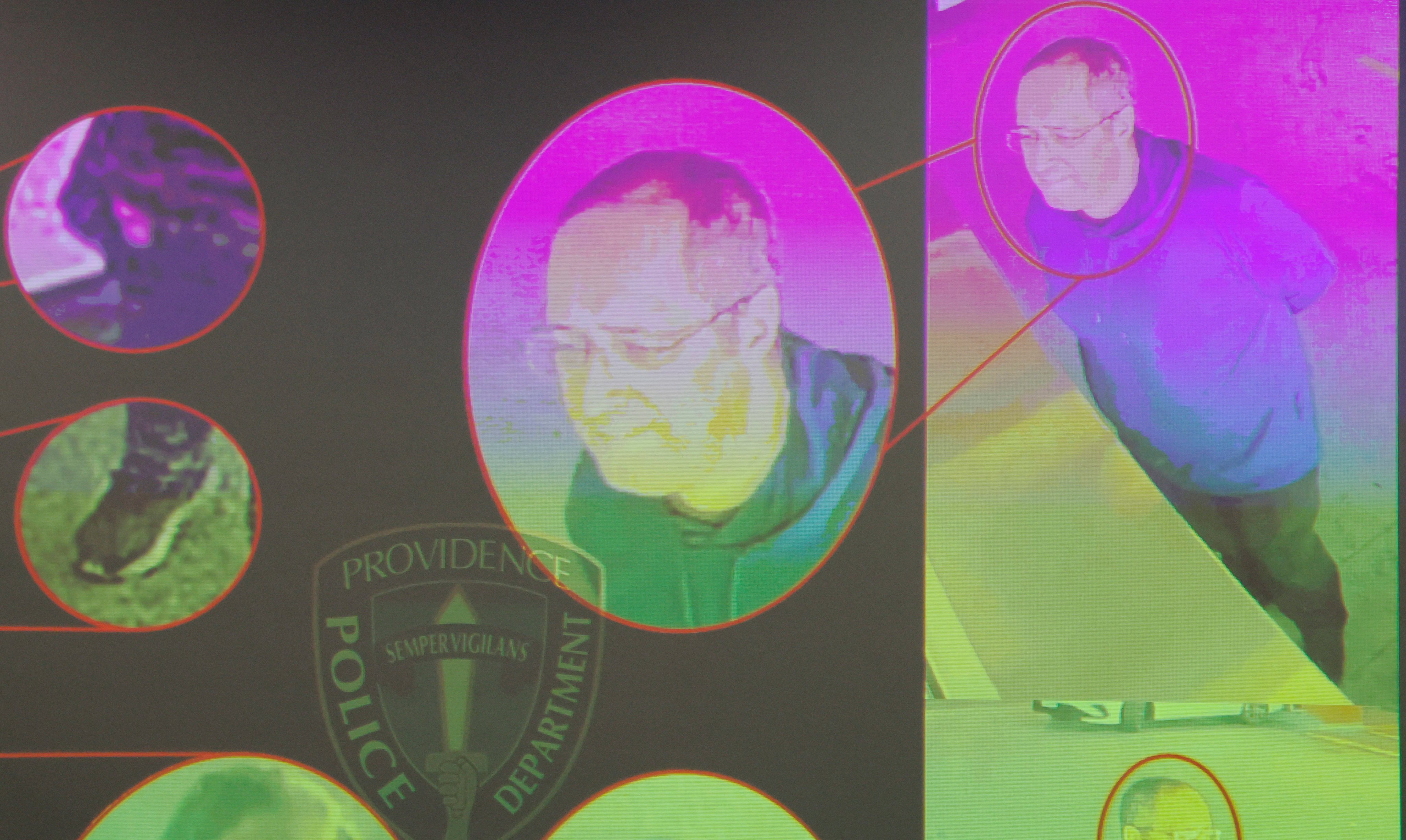 Images of the suspect Claudio Neves Valente displayed at a press conference announcing he had been found dead. Photo: Reuters