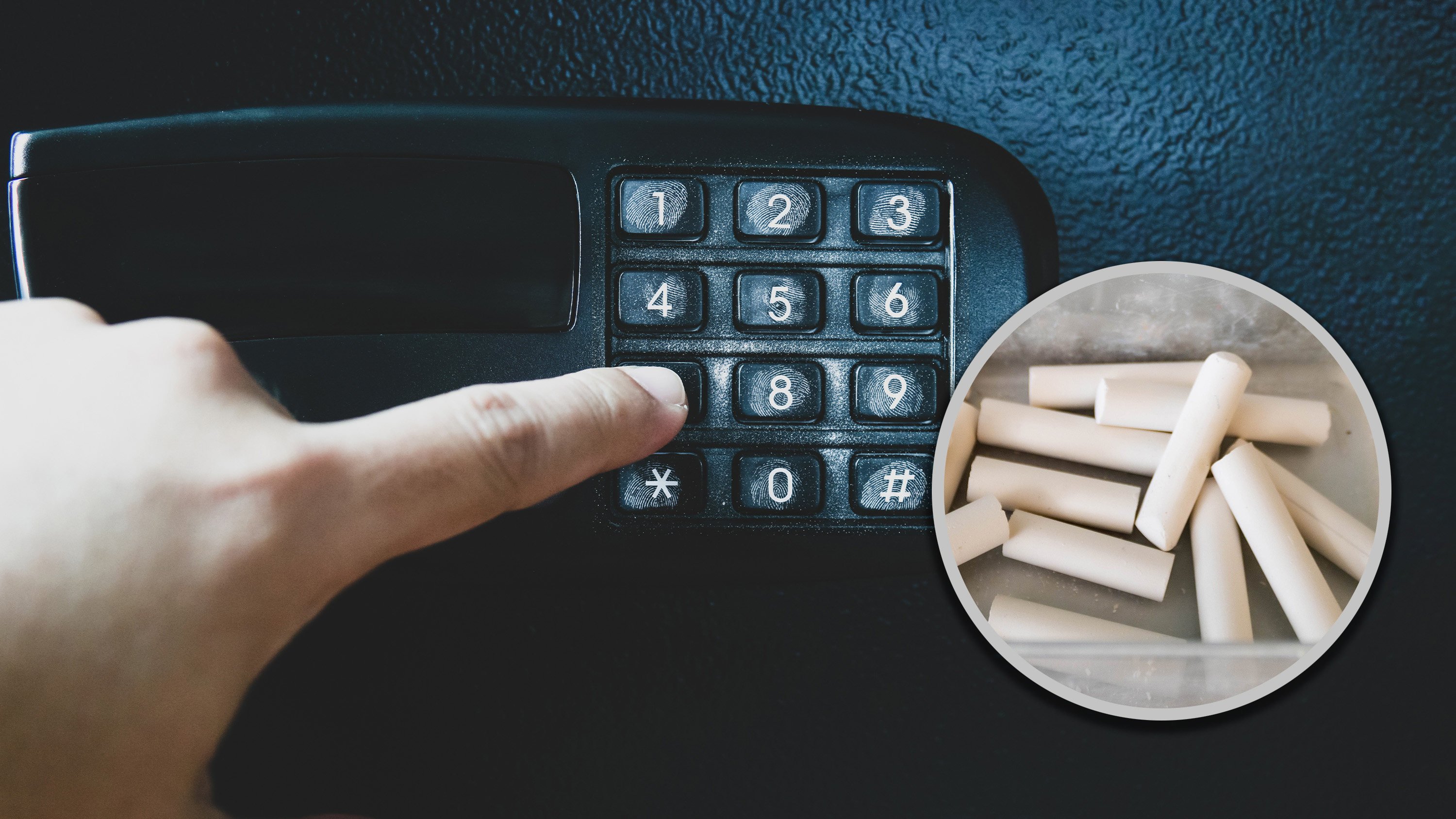 Several Chinese secondary school pupils, inspired by suspense novels, used chalk dust to crack the code of their classroom’s mobile phone safe. Photo: SCMP composite/Shutterstock