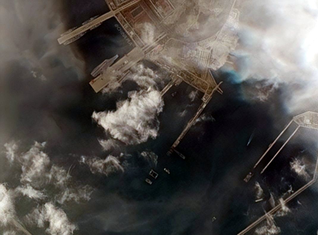 Satellite images indicate the Fujian and the Liaoning have docked in Qingdao, Shandong province. Photo: X/CHINAPLA1