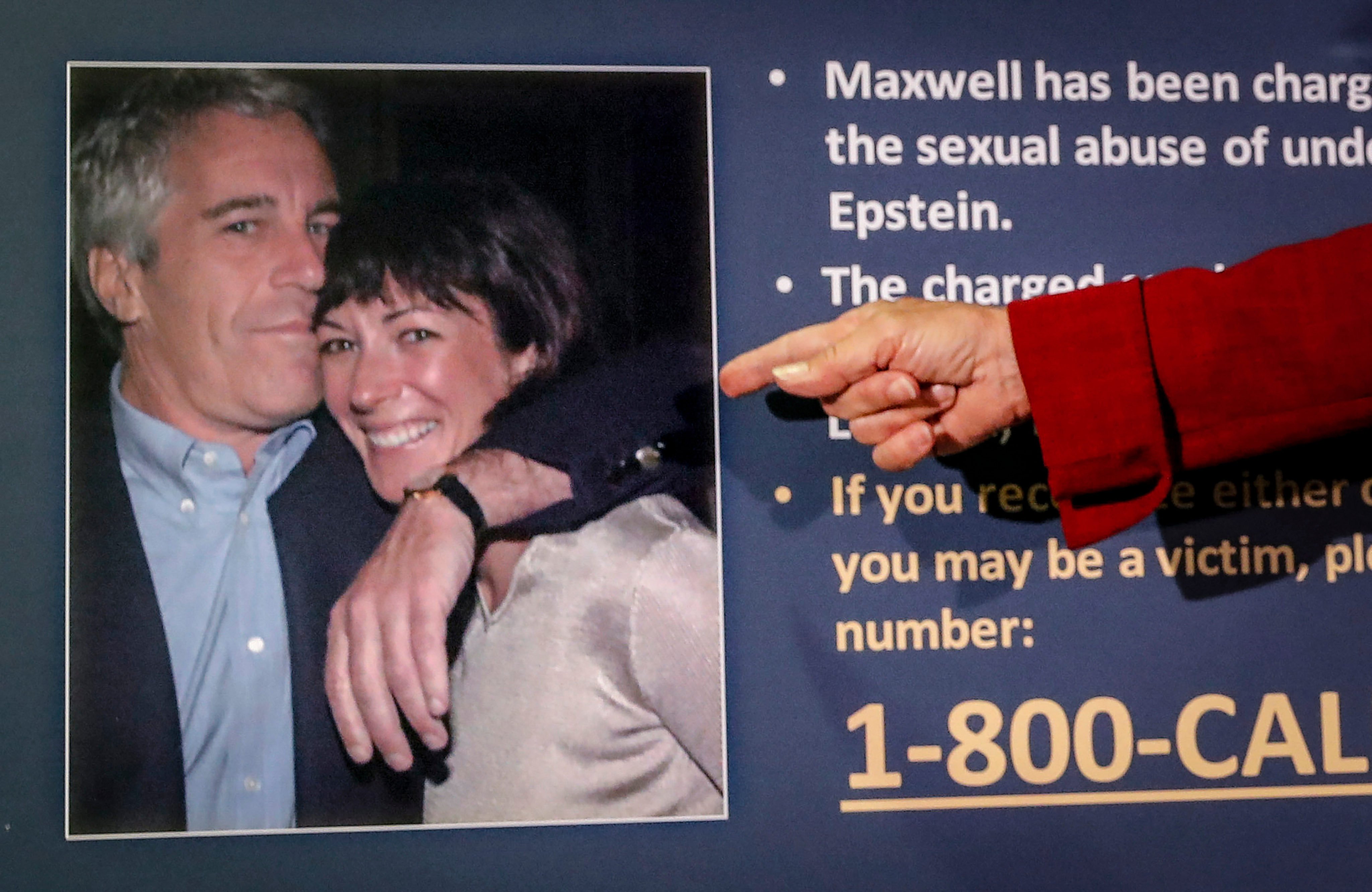 Jeffrey Epstein and Ghislaine Maxwell are seen in a photo during a press conference in New York announcing charges against the latter in 2020. Photo: AP