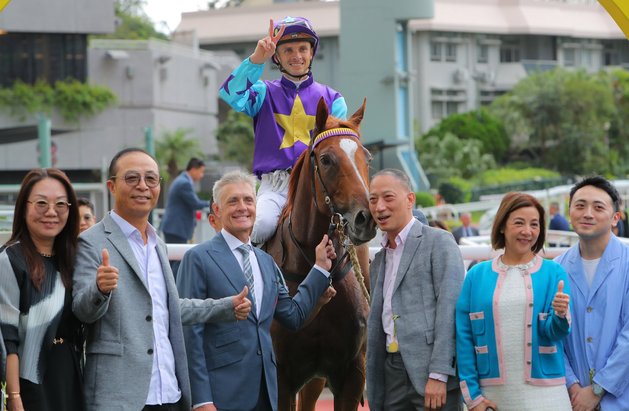 Lyle Hewitson celebrates a double at Sha Tin earlier this season.