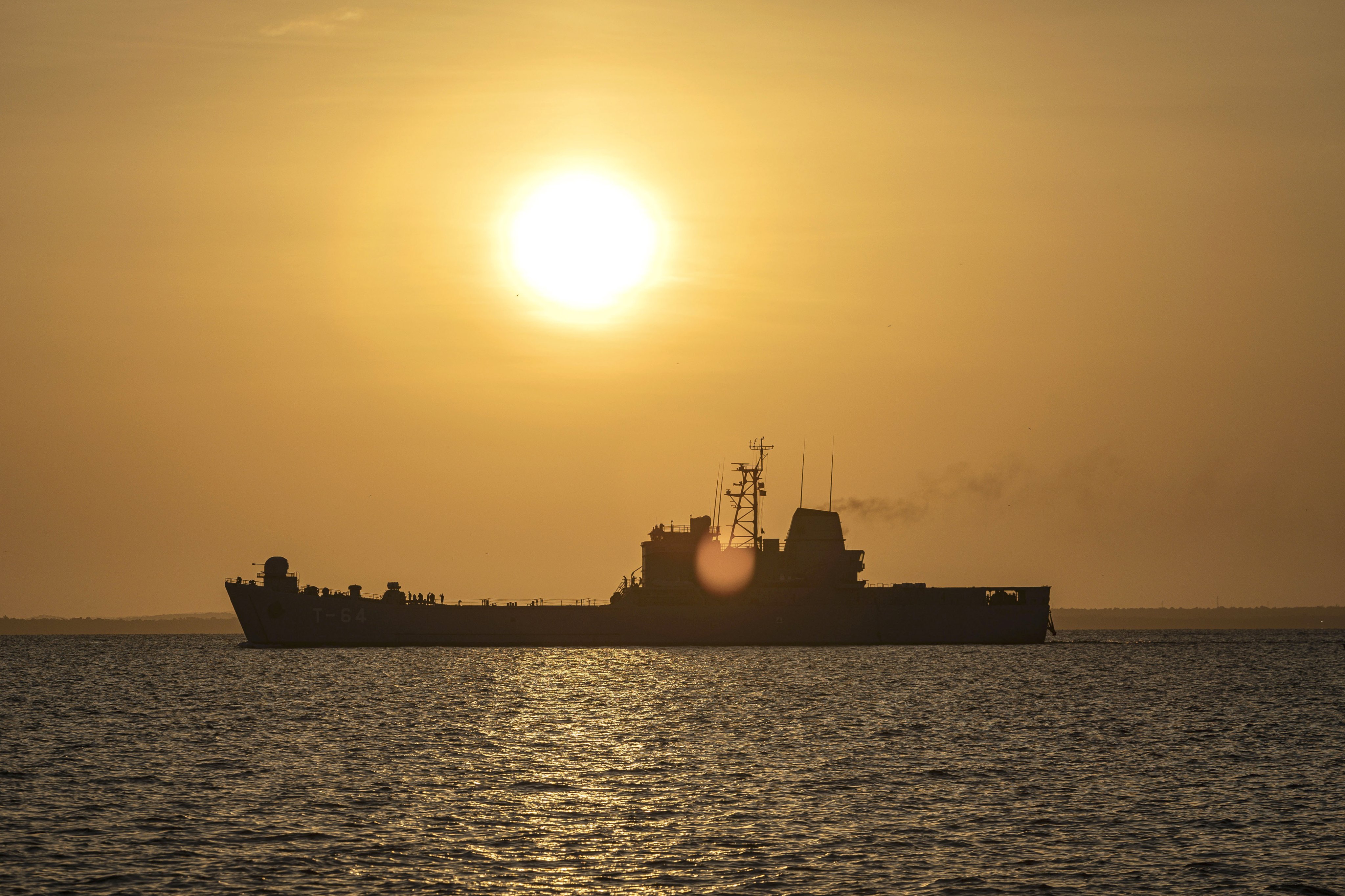 A US Navy patrol ship is seen from Maracaibo, Venezuela, on Wednesday. Photo: ePOA