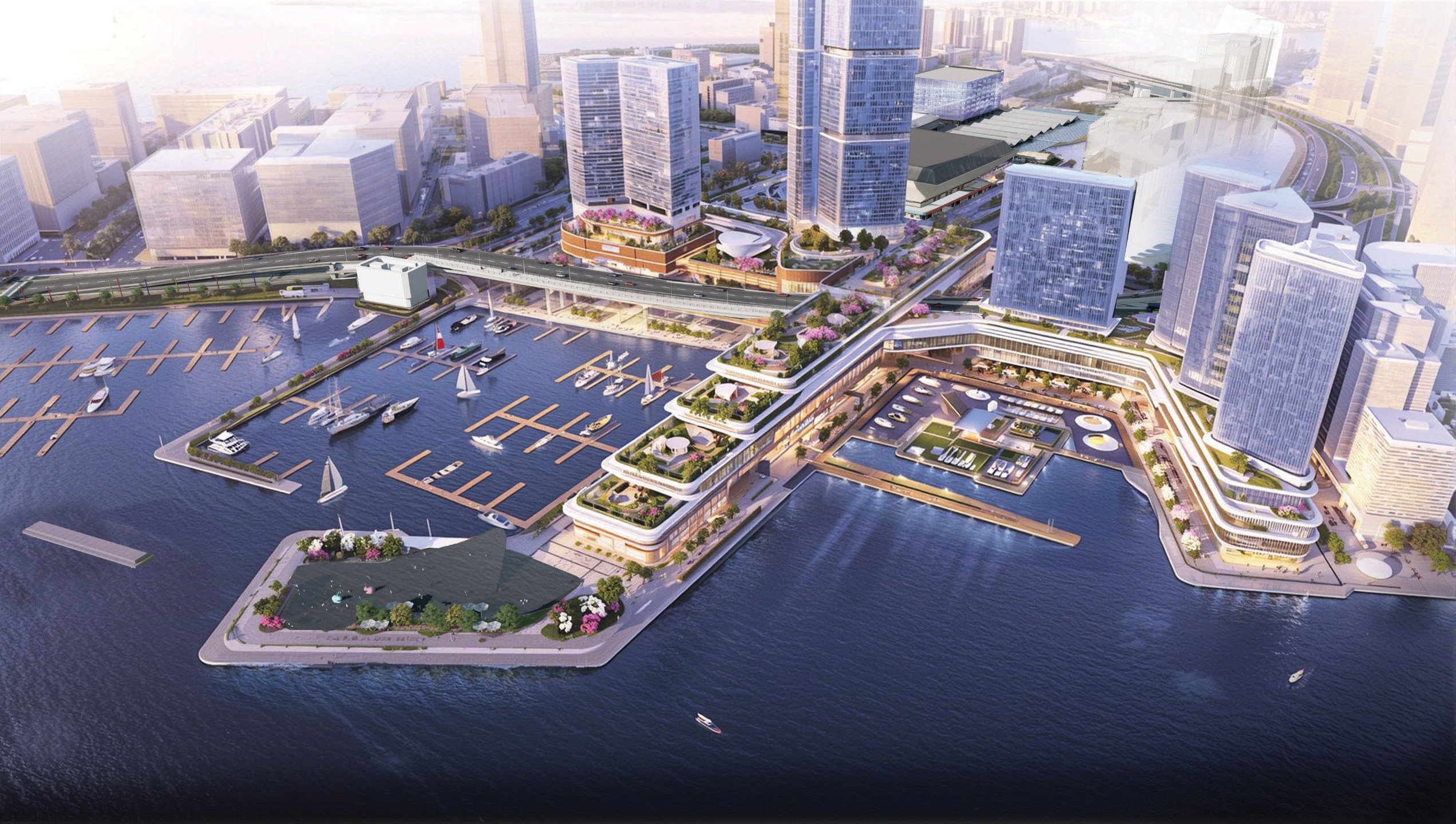 Long-term plans for Hung Hom’s waterfront include a world-class yacht berthing facility, illustrated in this artist’s impression. Photo: Handout