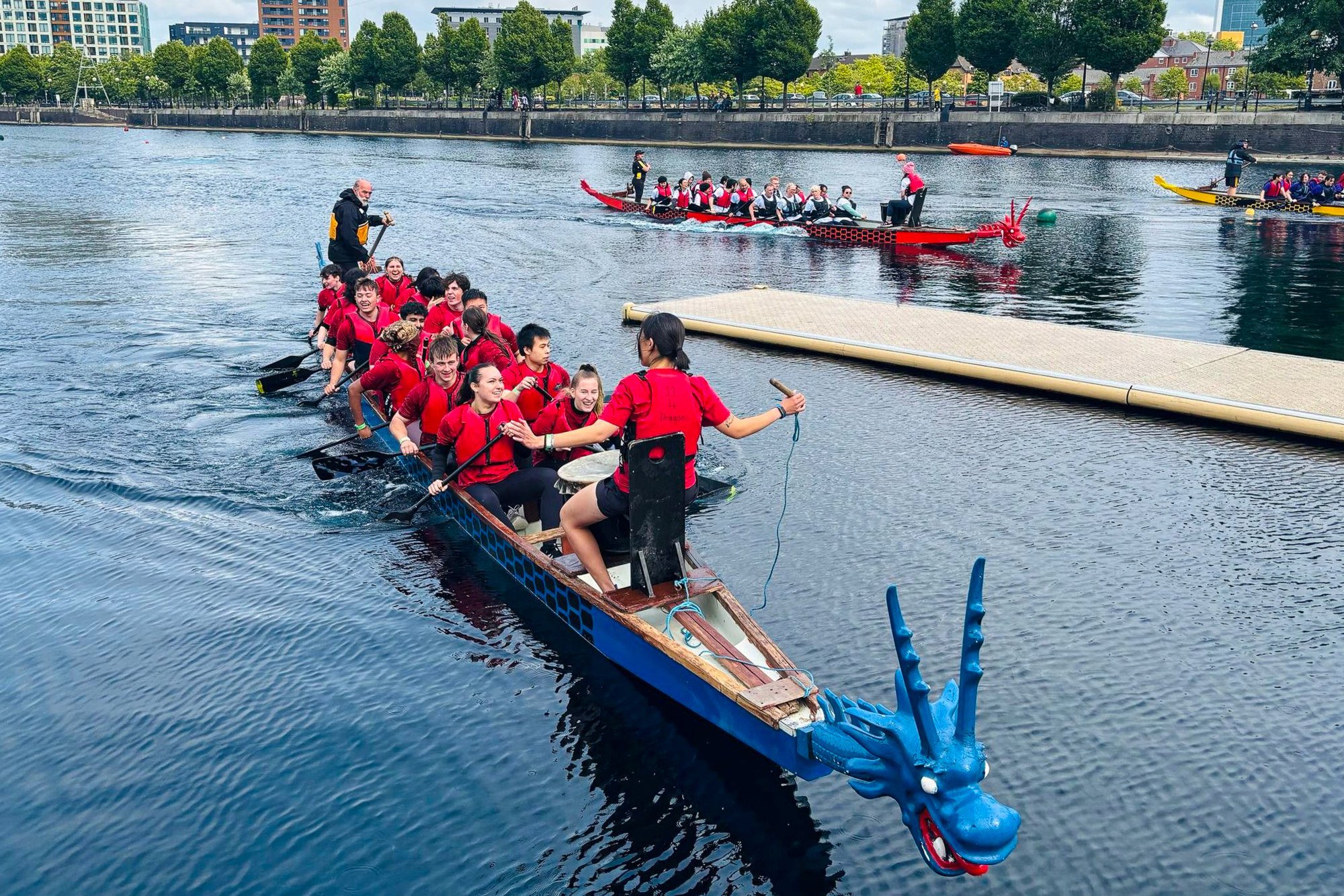 Lancaster University’s Confucius Institute fields a team at a Dragon Boat Festival race this year. Photo: Handout Lancaster University’s Confucius Institute fields a team at a Dragon Boat Festival race this year. Photo: Handout
