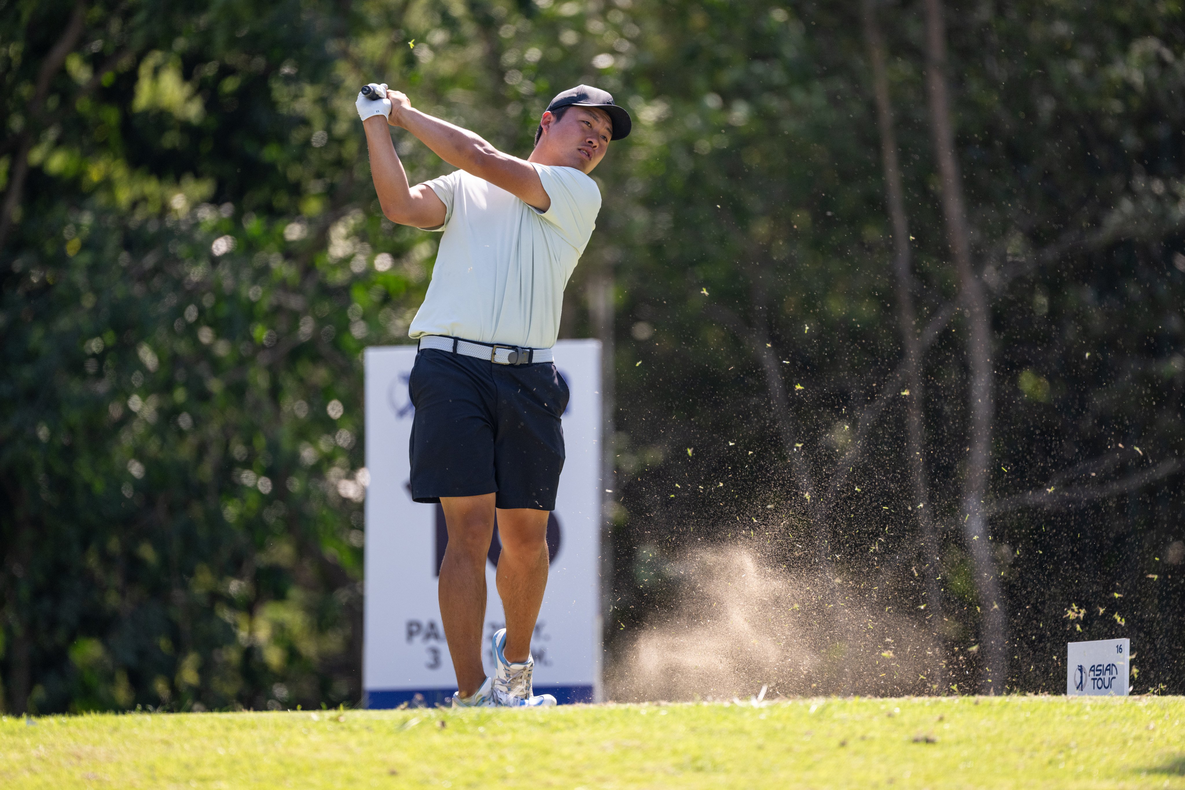 Lin Yuxin of China hits off the tee during round five of the 2026 Asian Tour Qualifying School’s final stage in Hua Hin, Thailand, on Sunday. Photo: Asian Tour