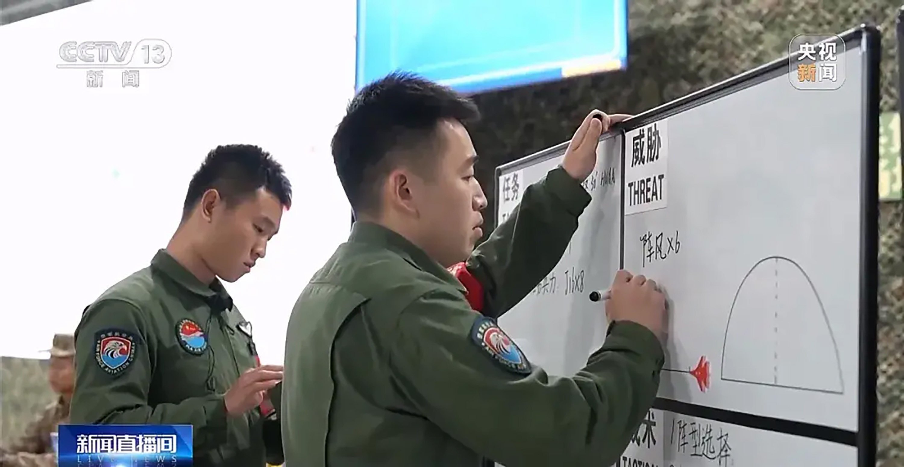 The war game simulated an encounter between Chinese and French multi-role fighters. Photo: CCTV