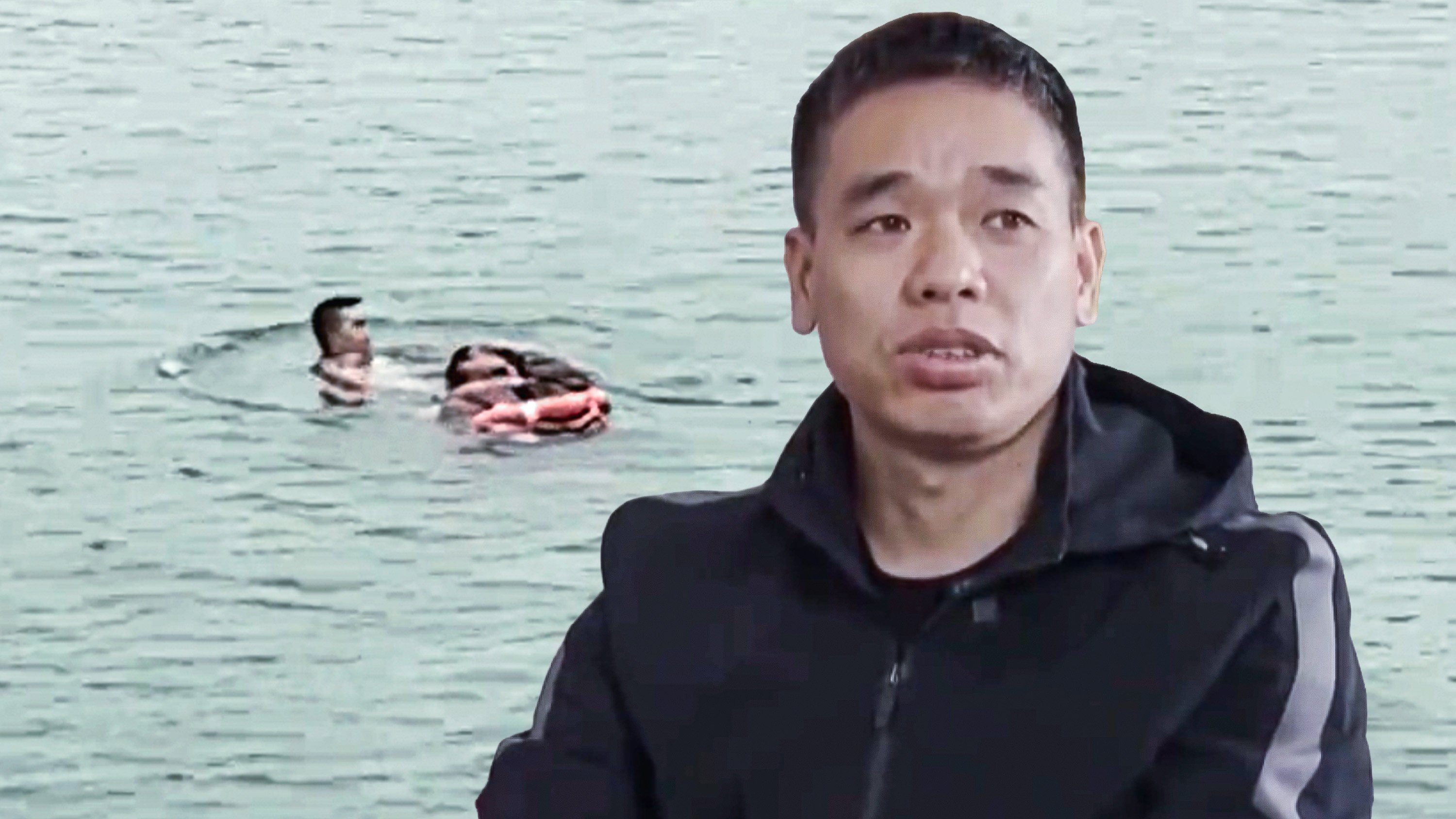 A retired soldier in China  has saved an elderly woman from the same river where he was rescued by a passer-by 35 years ago. Photo: Douyin/Weibo