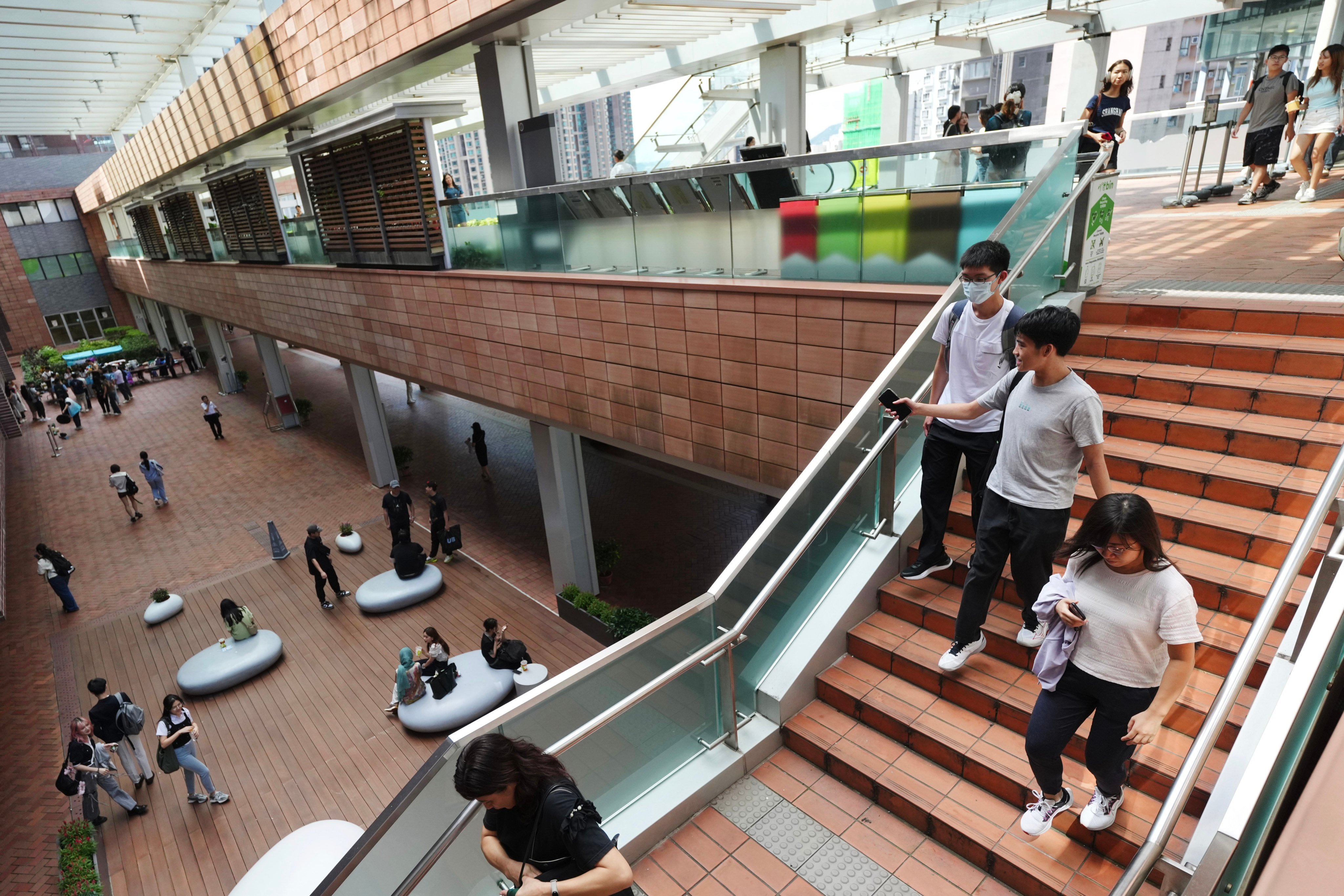 Students gather inside the University of Hong Kong campus in Pok Fu Lam on September 12. Photo: Karma Lo