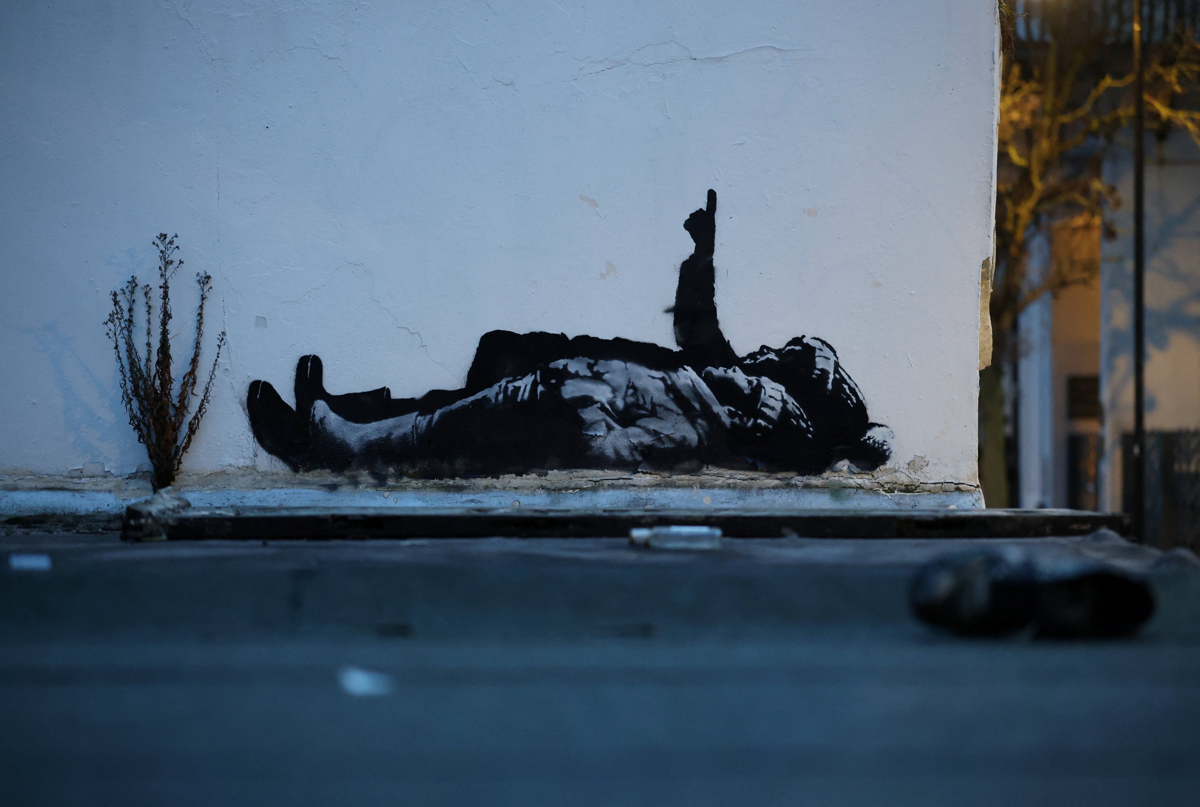 A new mural by anonymous artist Banksy, in Bayswater, London on Monday. Photo: Reuters