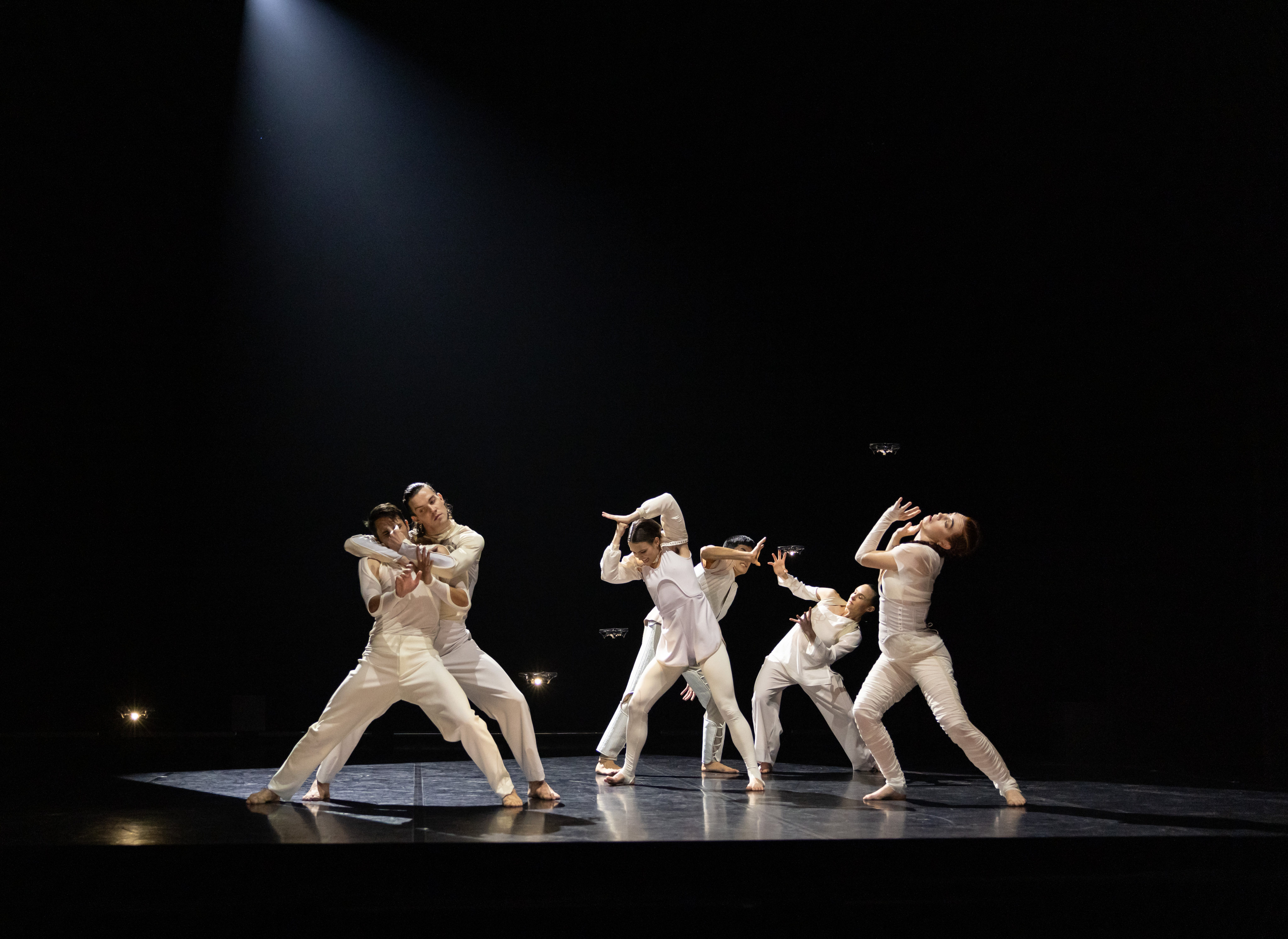 A scene from Lucie in the Sky, a dance performance with drones by the Australasian Dance Collective that formed part of the opening programmes of Hong Kong’s East Kowloon Cultural Centre. Photo: David Kelly