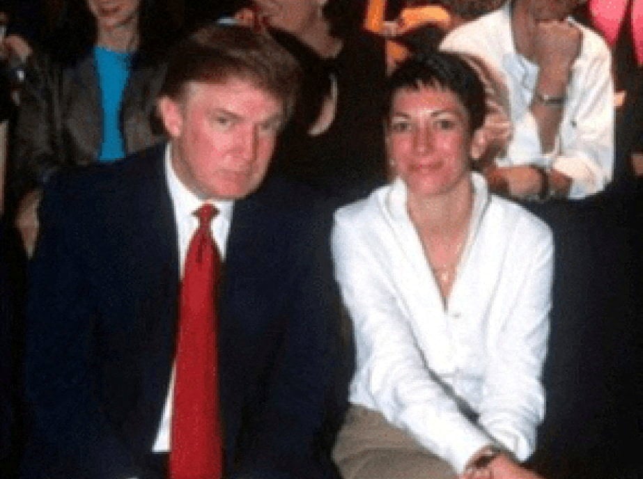 Ghislaine Maxwell and Donald Trump are shown in this image released on Tuesday. Photo: US Justice Department via Reuters