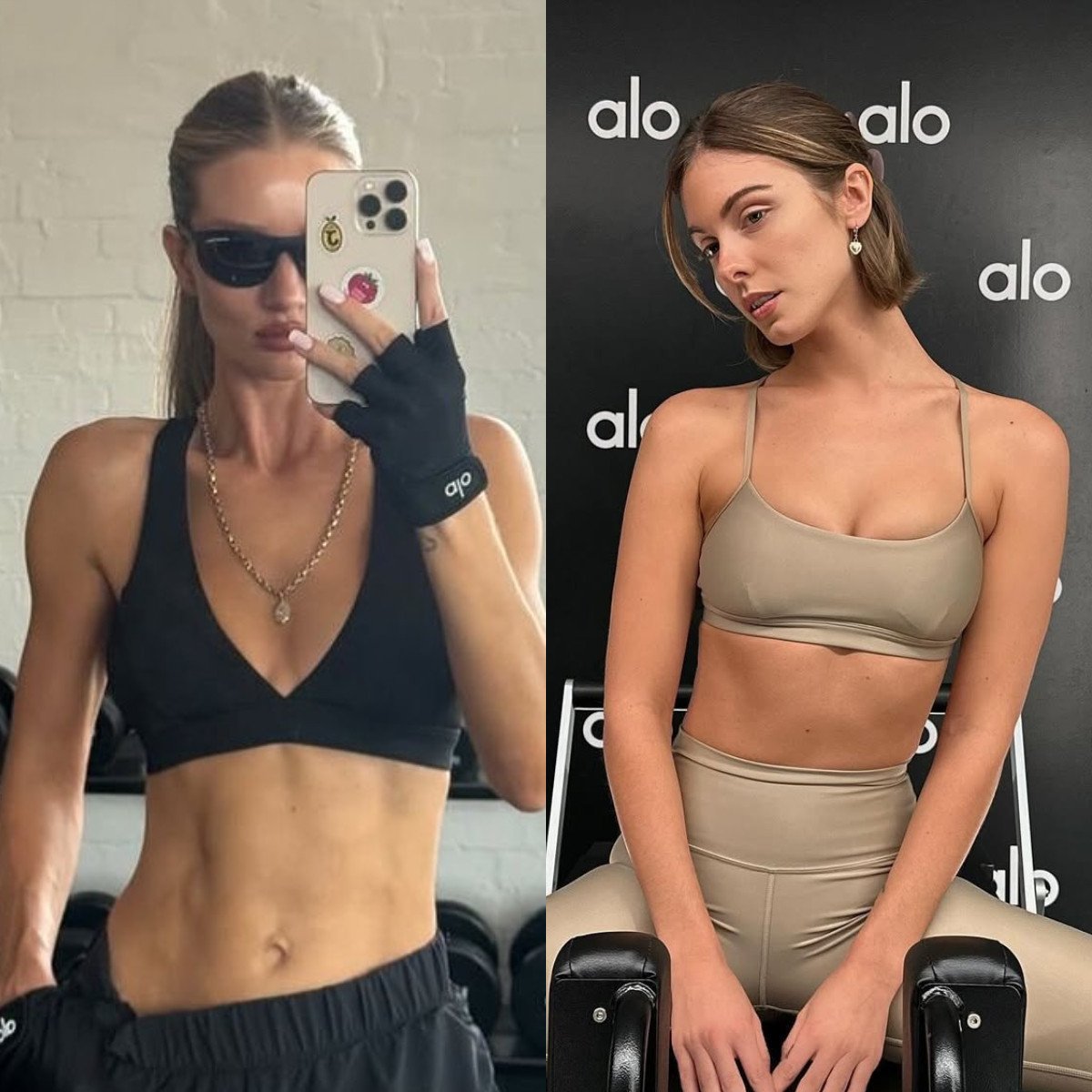 Models Rosie Huntington-Whiteley and Carmella Rose are brand ambassadors for the US celebrity gym Alo. Photos: @alowellnessclub/Instagram