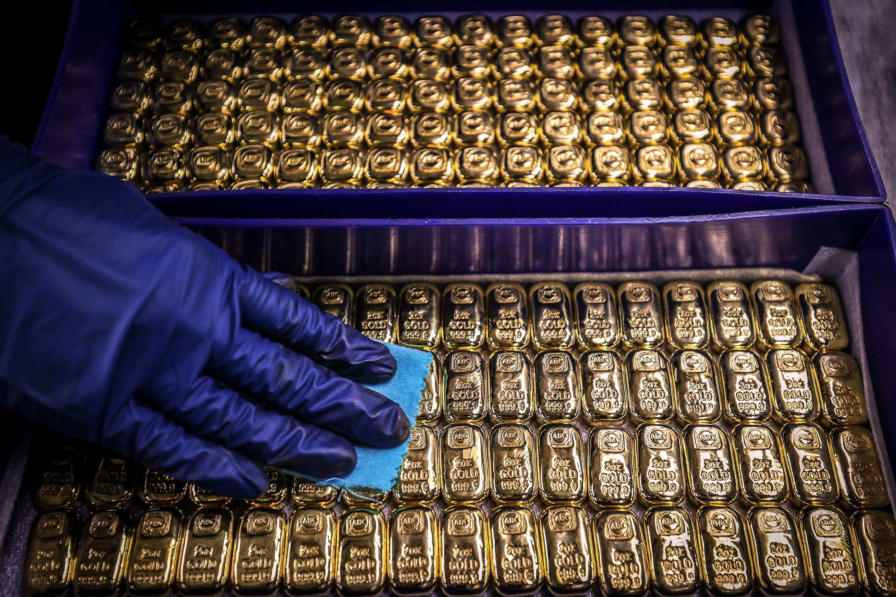 Gold prices break through the US$4,500-per-ounce mark for the first time. Photo: AFP
