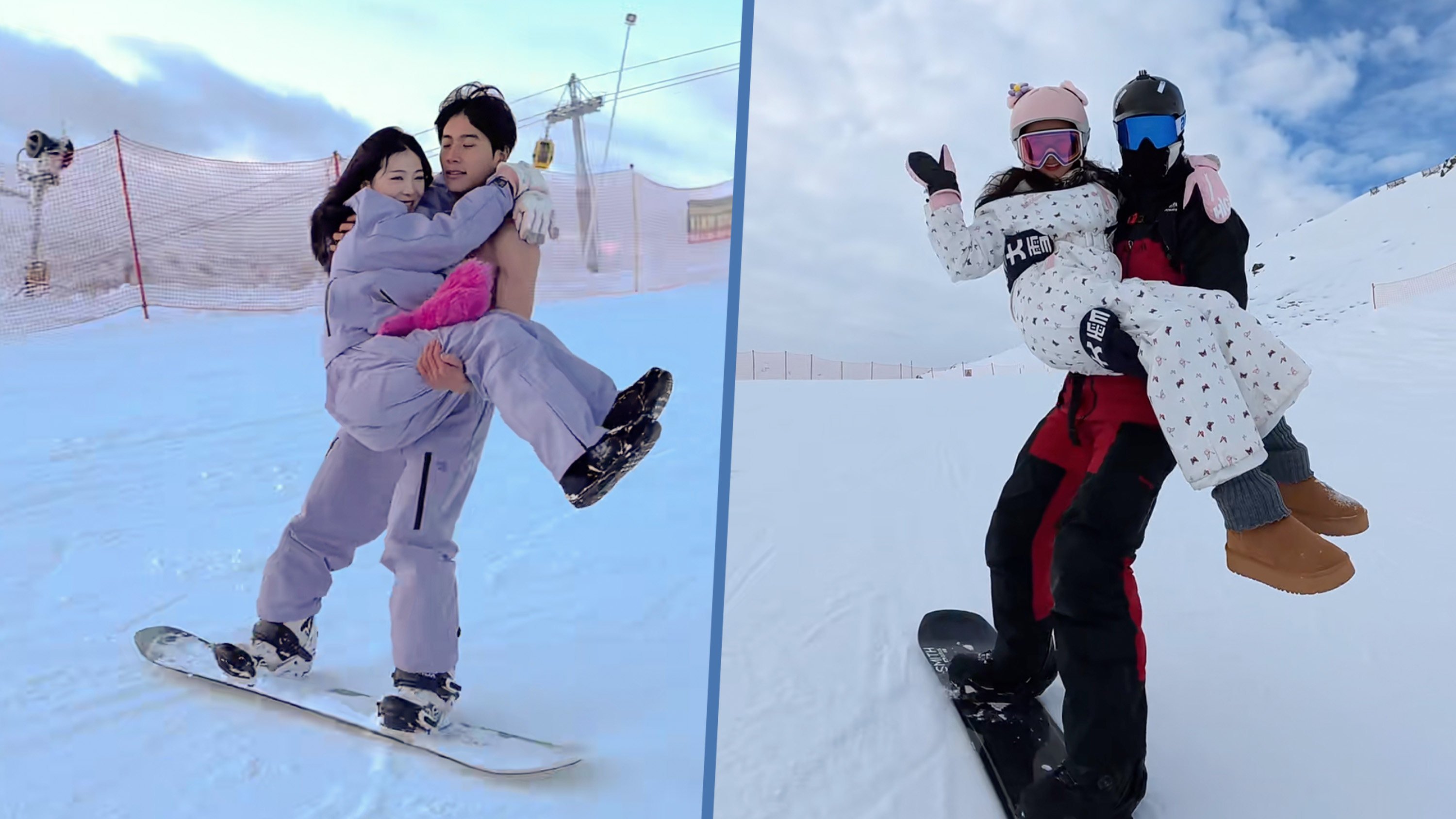A ski resort in China is offering a unique birthday package in which women guests pay US$700 for a ski instructor to carry them down the slope. Photo: RedNote