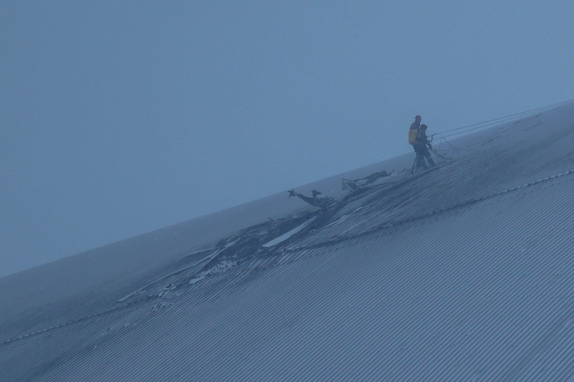 The damaged cover after a drone attack in February. Photo: AFP