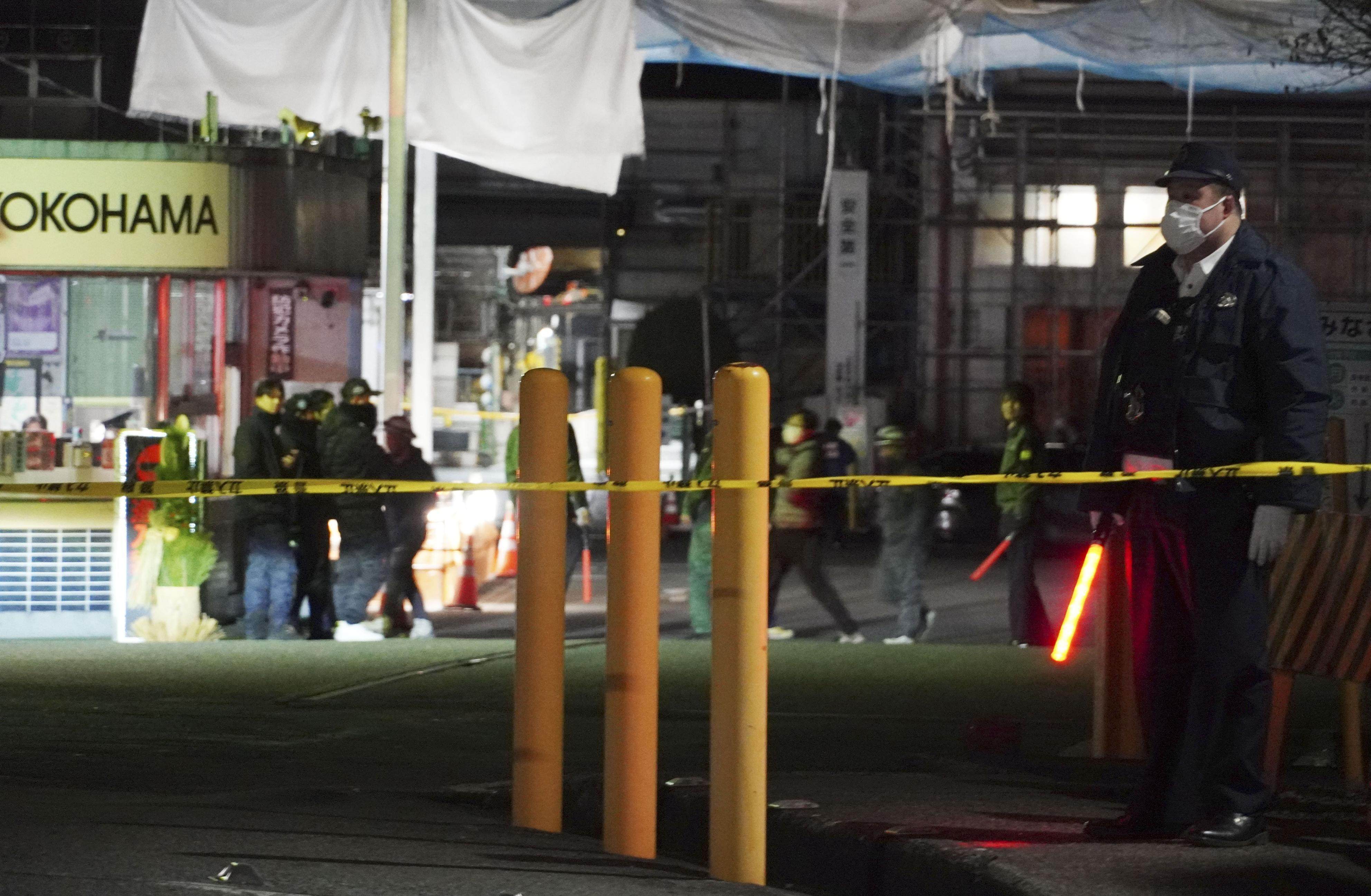 The area near the entrance to Yokohama Rubber factory, where multiple people were stabbed. Photo: Kyodo