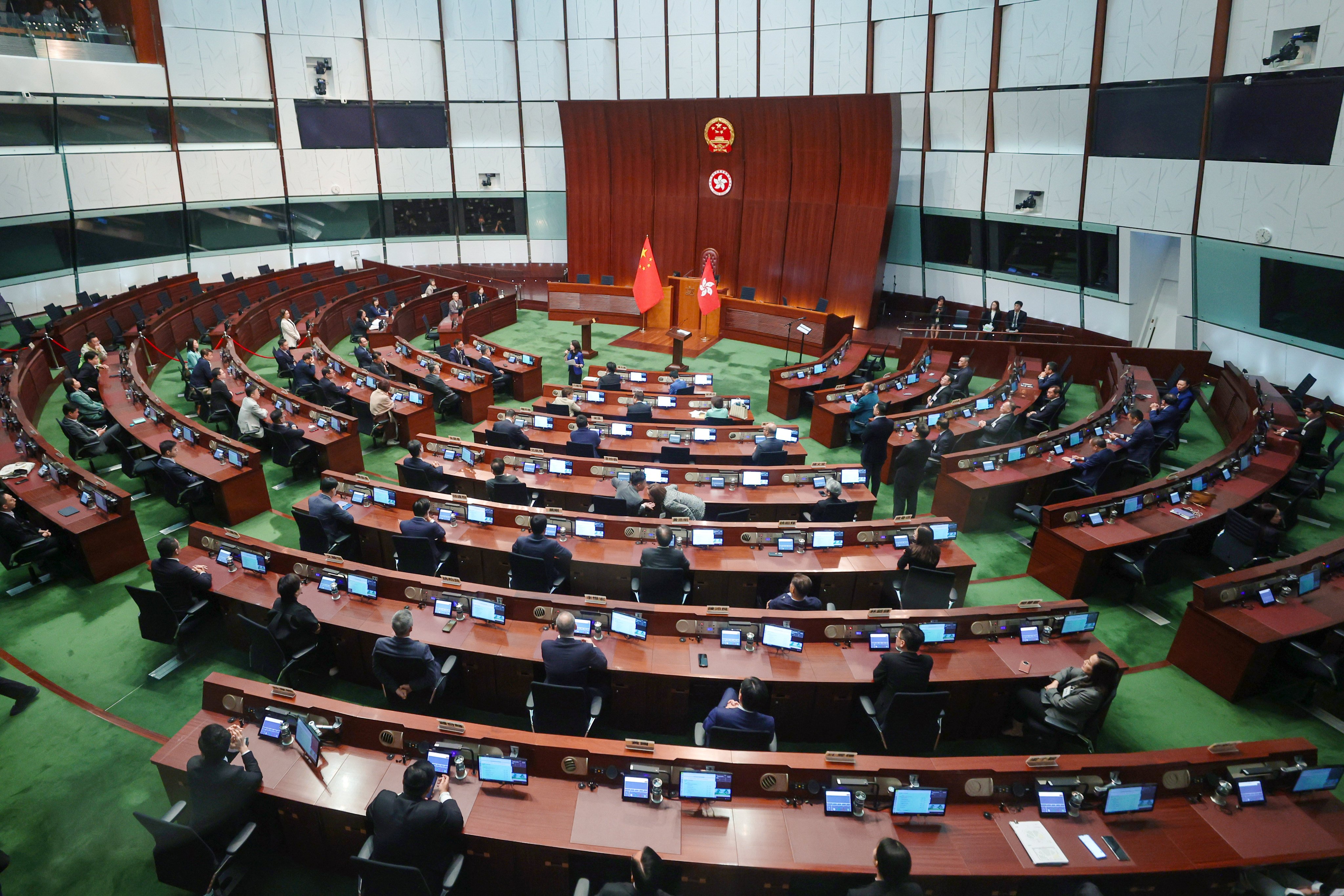 Elected lawmakers meet the media at the Legislative Council complex. Photo: Edmond So