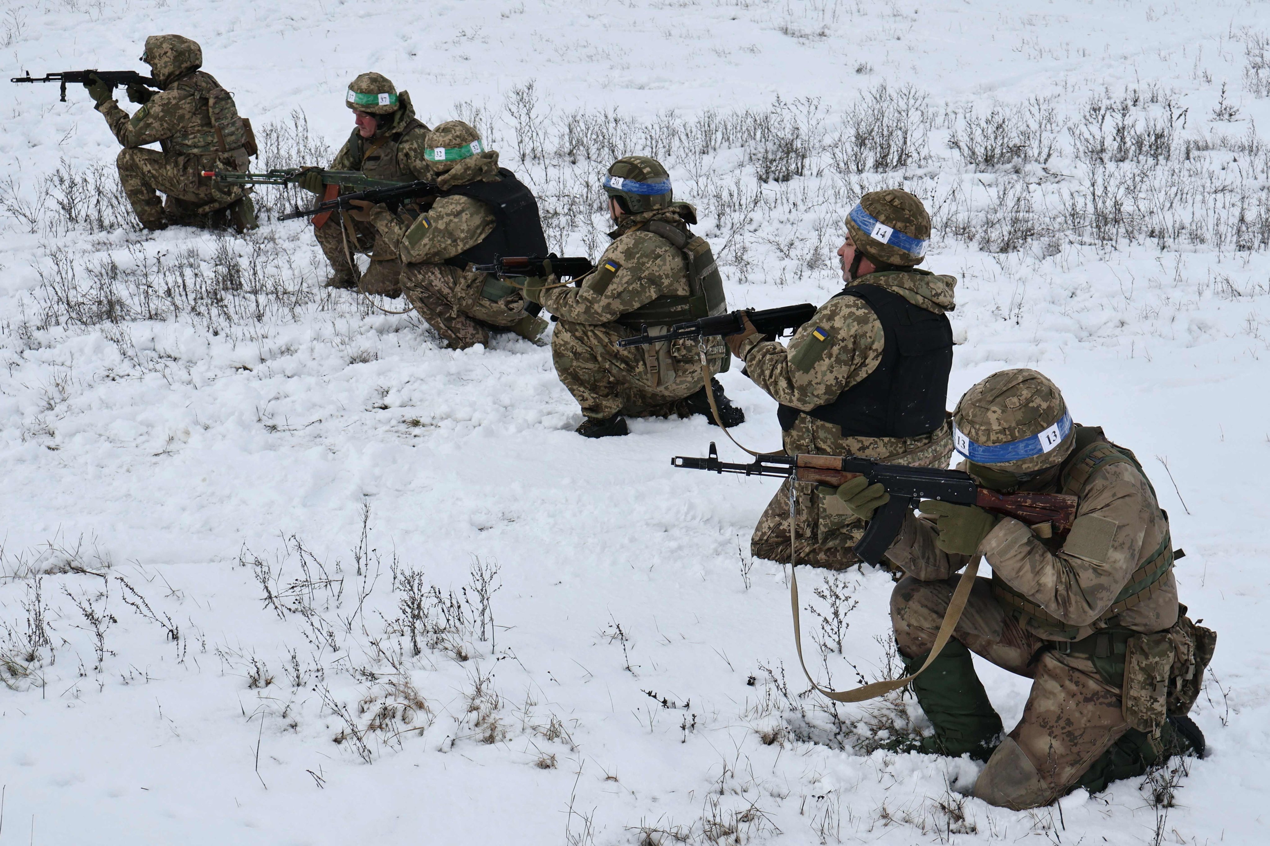 Ukrainian recruits complete basic military training at an undisclosed location in the Zaporizhzhia region on Saturday. Photo: 65th Mechanised Brigade of Ukrainian Armed Forces/AFP