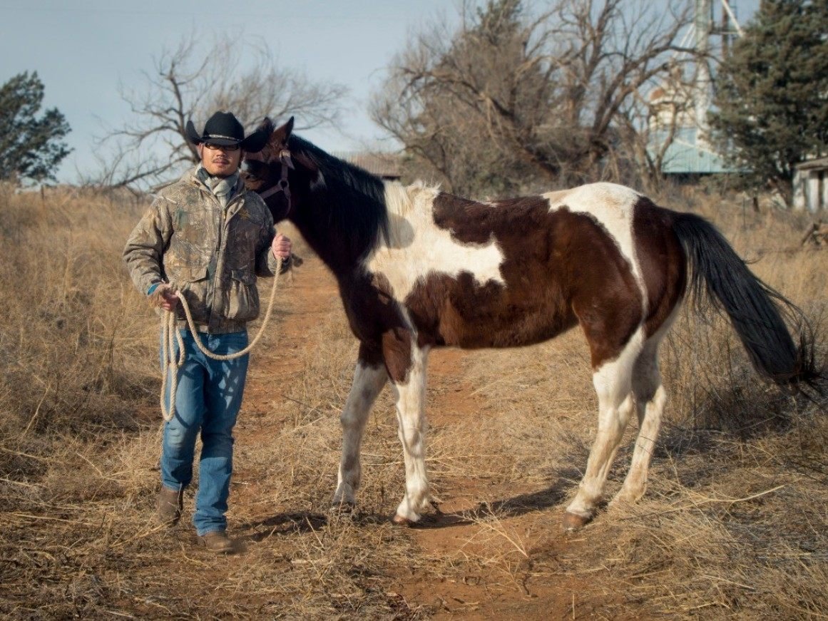 Self-professed Chinese cowboy Bruce Wang Shibo stands with a horse. The Chinese national is one of those rewriting narratives of the American West. Photo: Bruce Wang Shibo