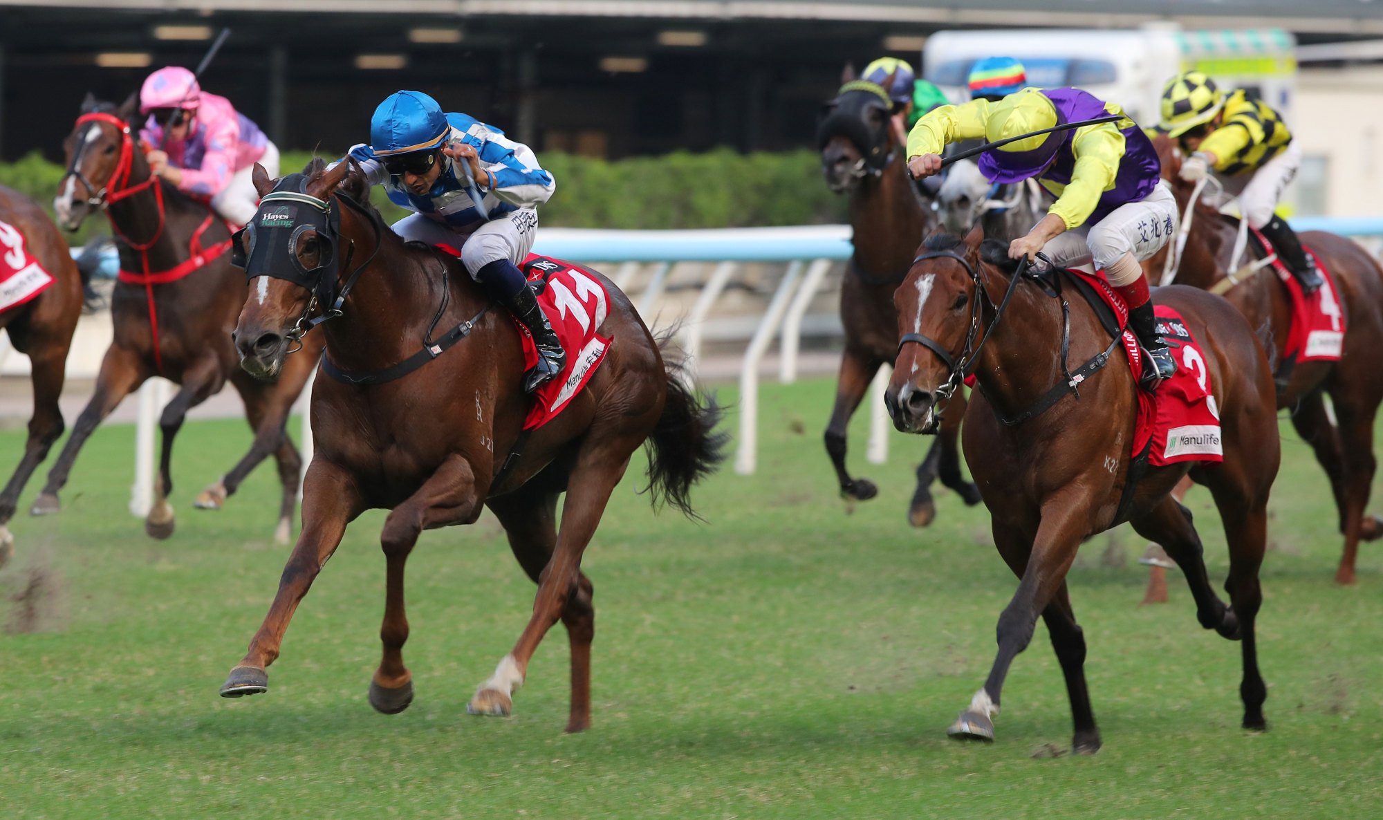 Storm Rider (left) wins at Happy Valley last month.