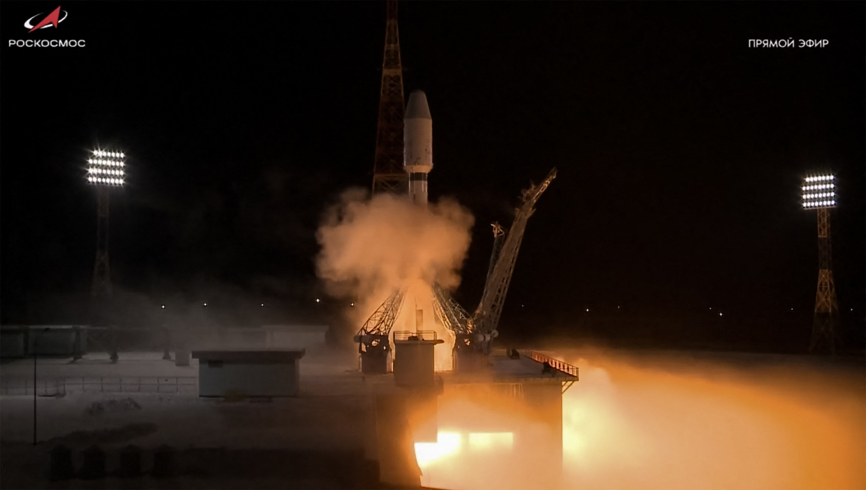 A rocket blasts off from the Vostochny Cosmodrome in  eastern Russia on Sunday. Photo: Roscosmos via AFP