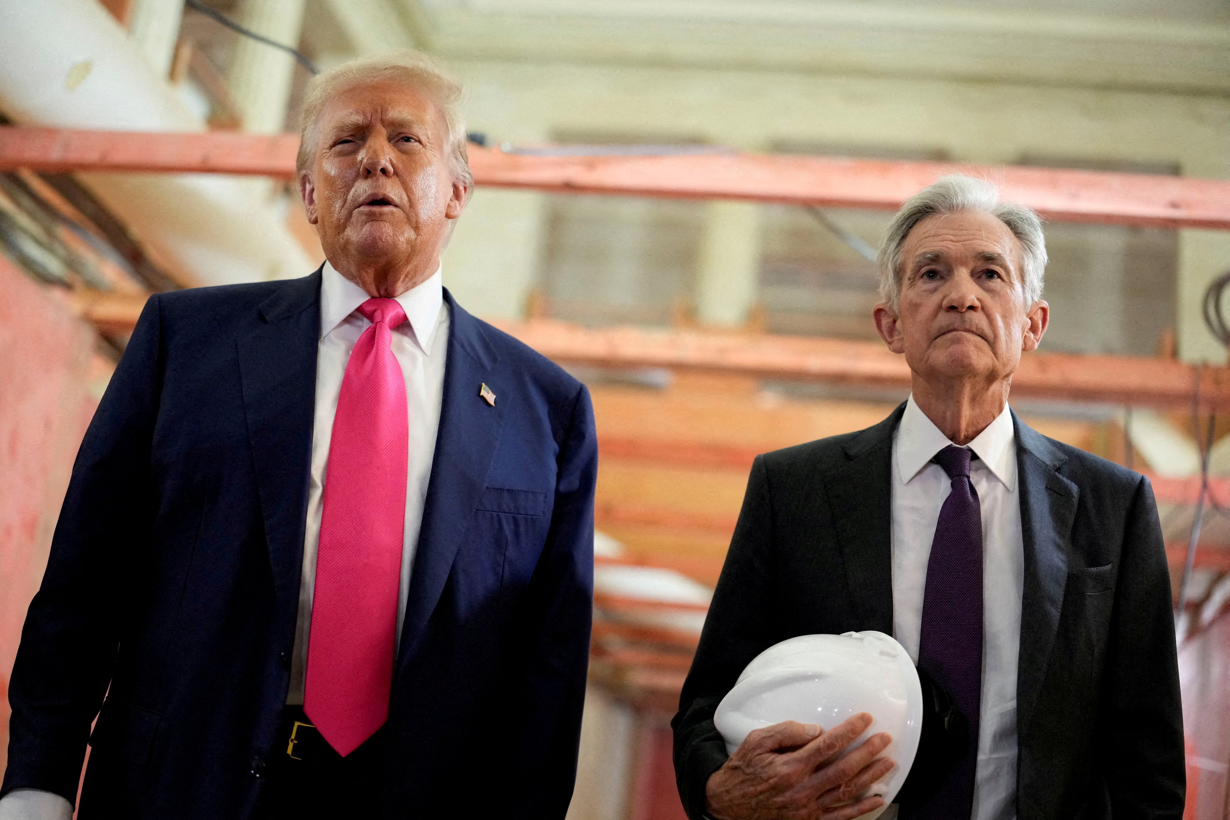 US President Donald Trump, left, and Federal Reserve Chairman Jerome Powell. Photo: Reuters