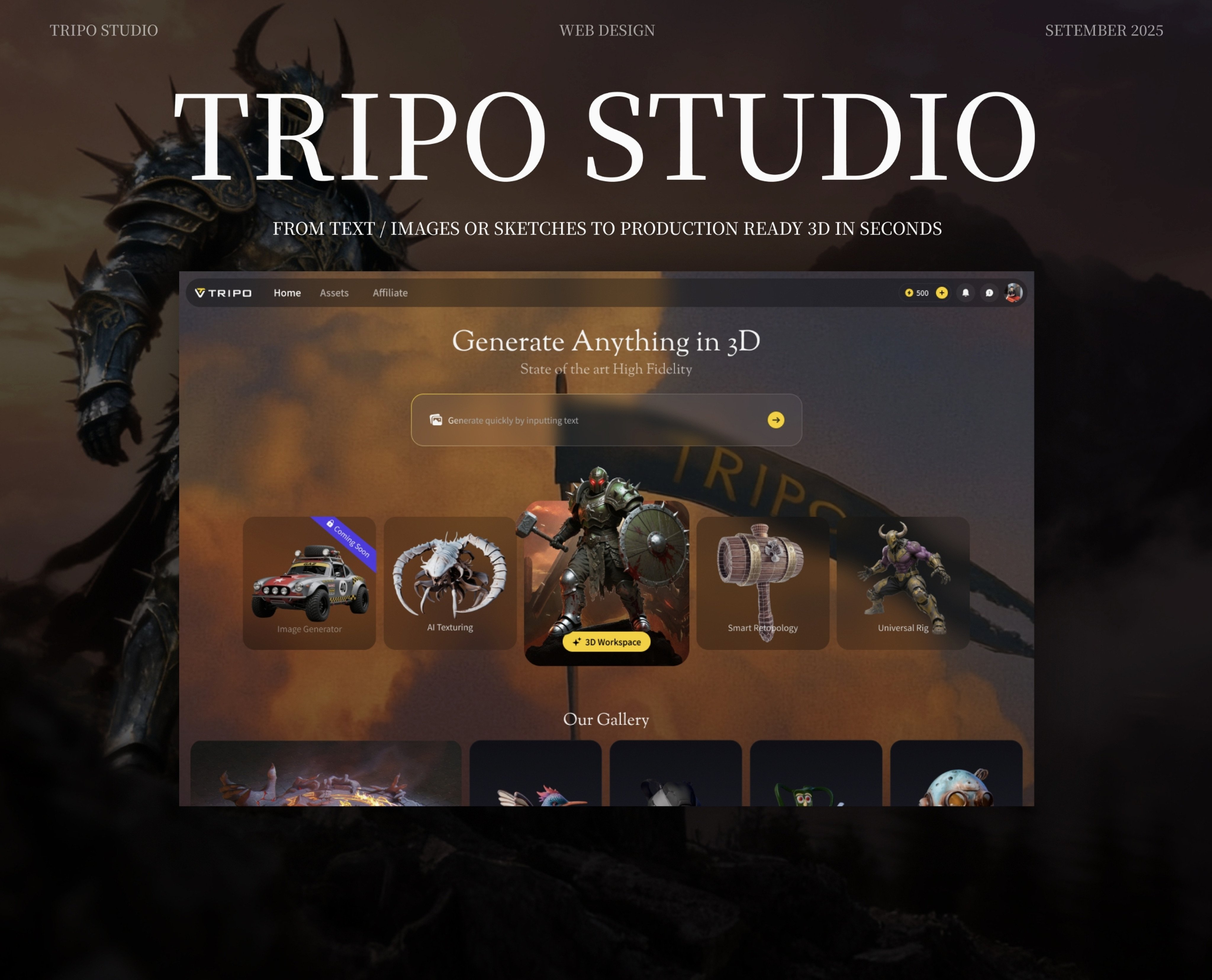 Tripo AI’s flagship platform, Tripo Studio 1.0, generates 3D content from text or images in seconds. Photo: Handout