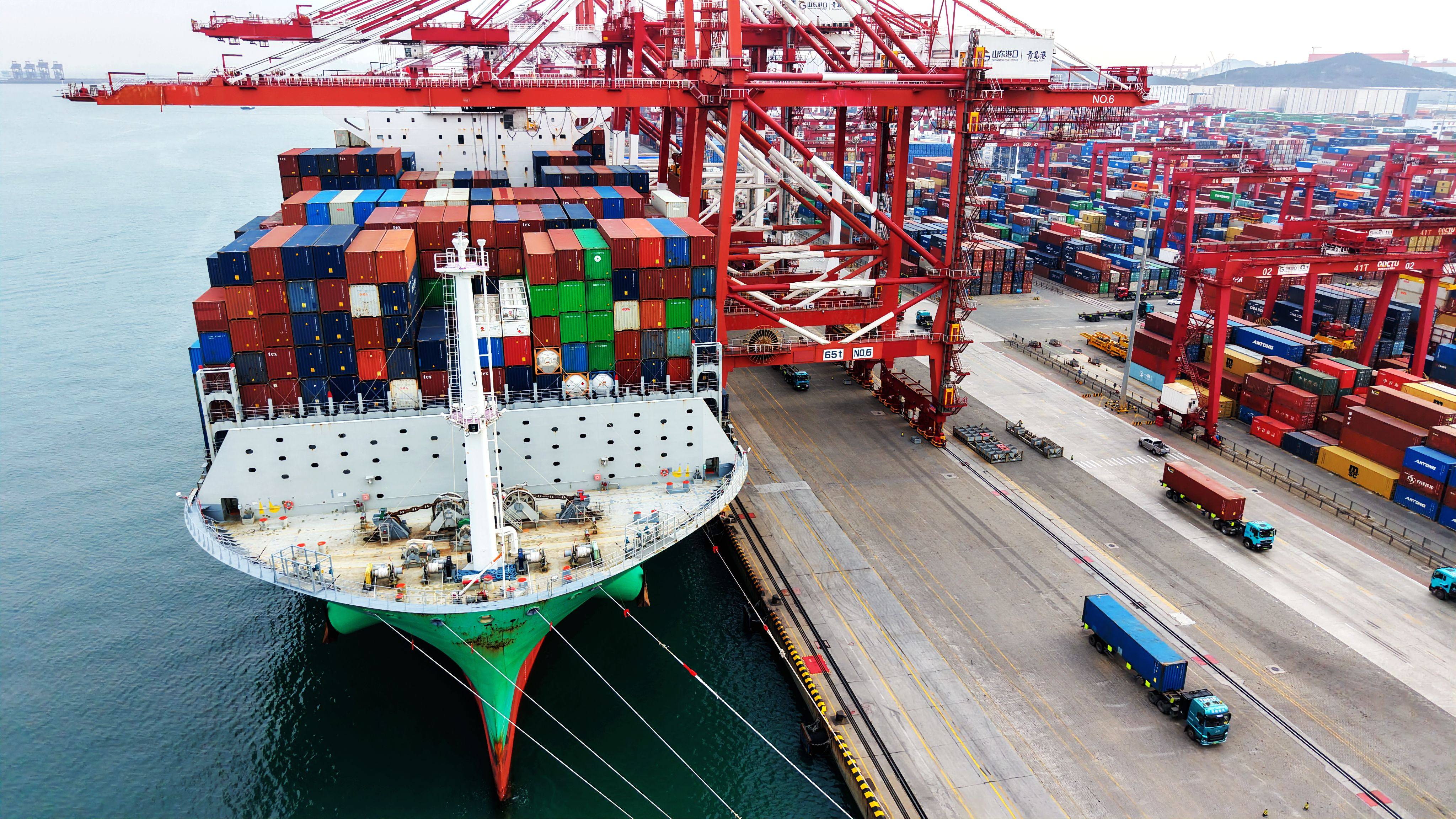 Shipping containers are seen at Qingdao Port in China’s Shandong province on Saturday. Photo: Xinhua